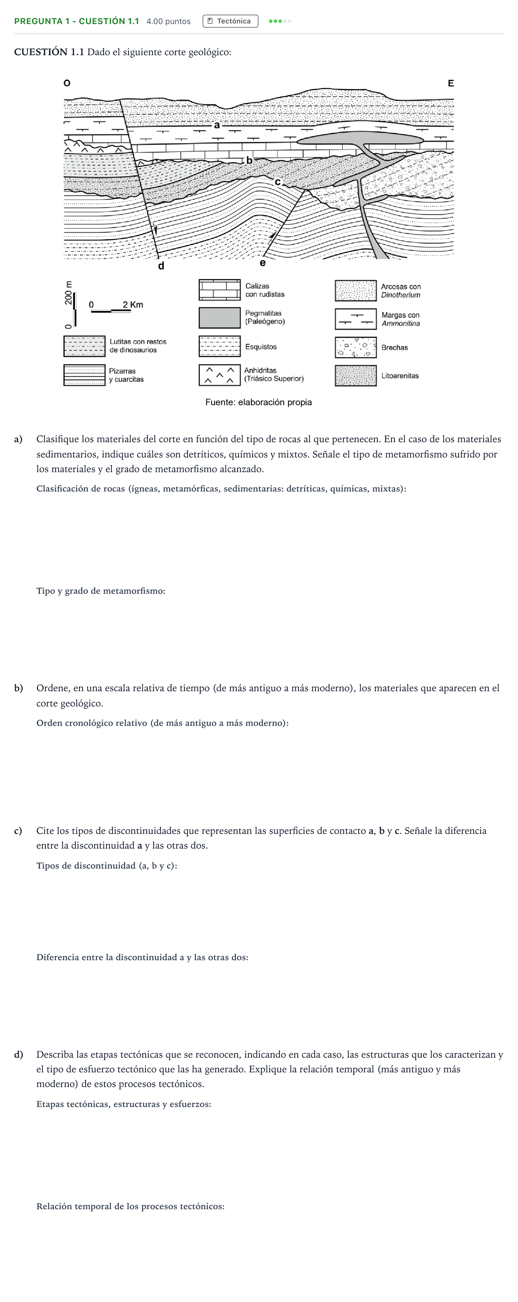 Enunciado: Pregunta 1 - CUESTIÓN 1.1 · Geología PAU Madrid Extraordinaria Coincidencias 2025