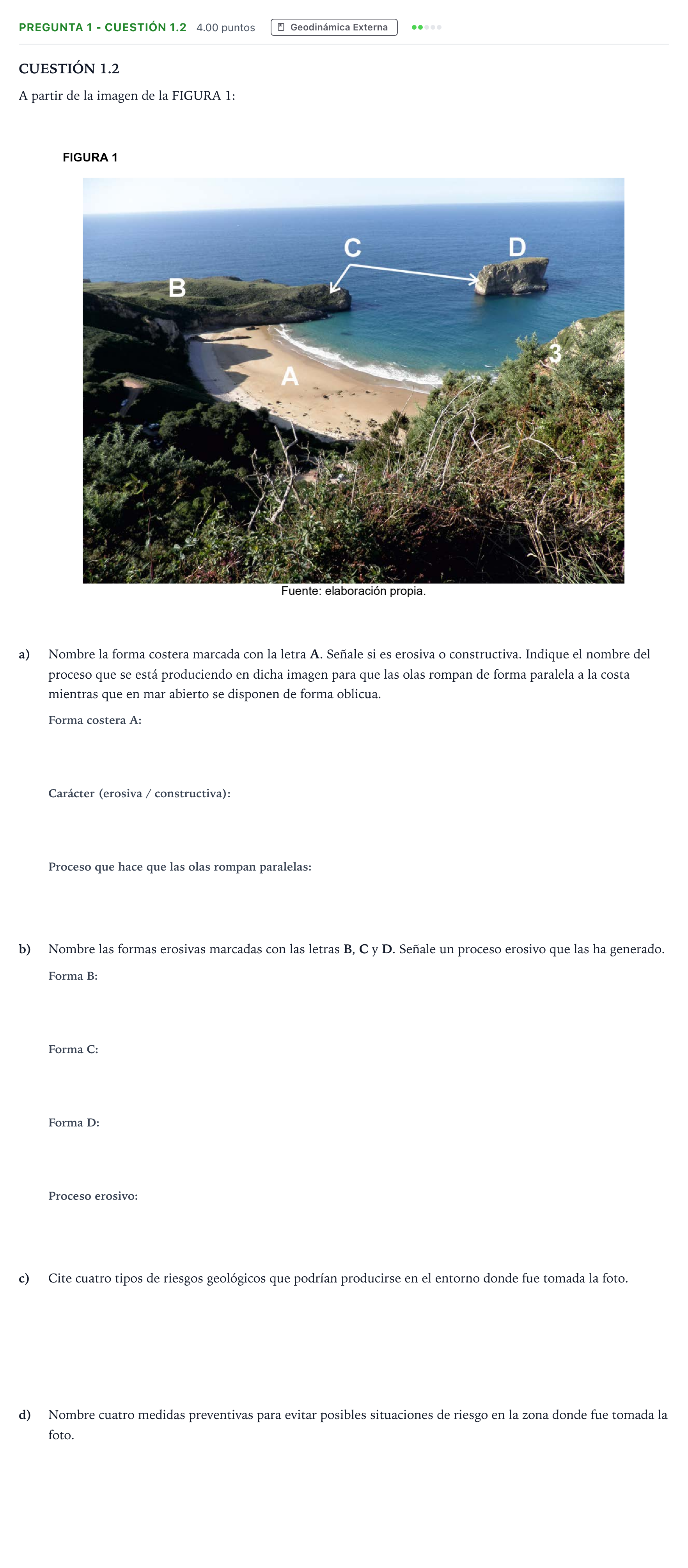 Enunciado: Pregunta 1 - CUESTIÓN 1.2 · Geología PAU Madrid Extraordinaria Coincidencias 2025