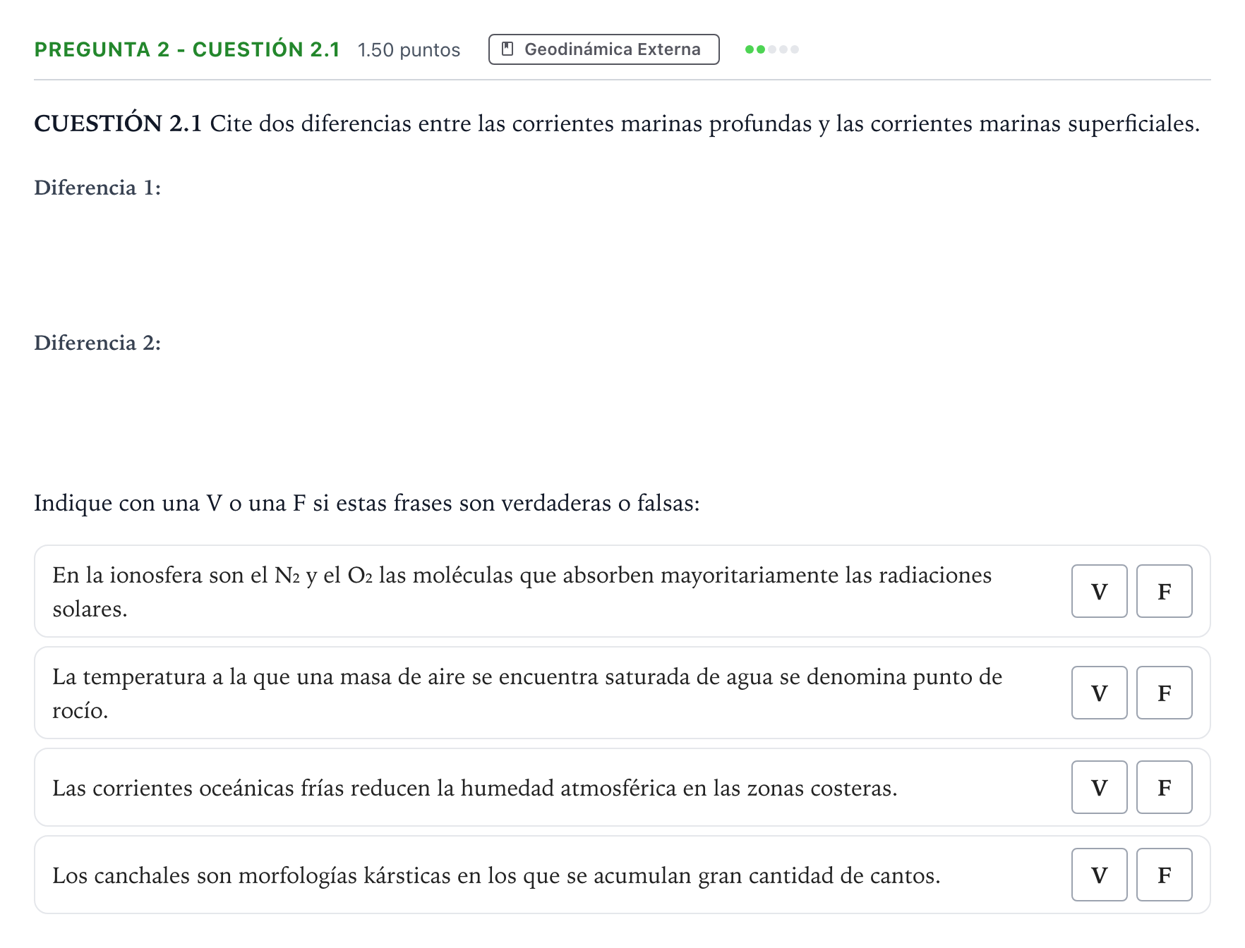 Enunciado: Pregunta 2 - CUESTIÓN 2.1 · Geología PAU Madrid Extraordinaria Coincidencias 2025