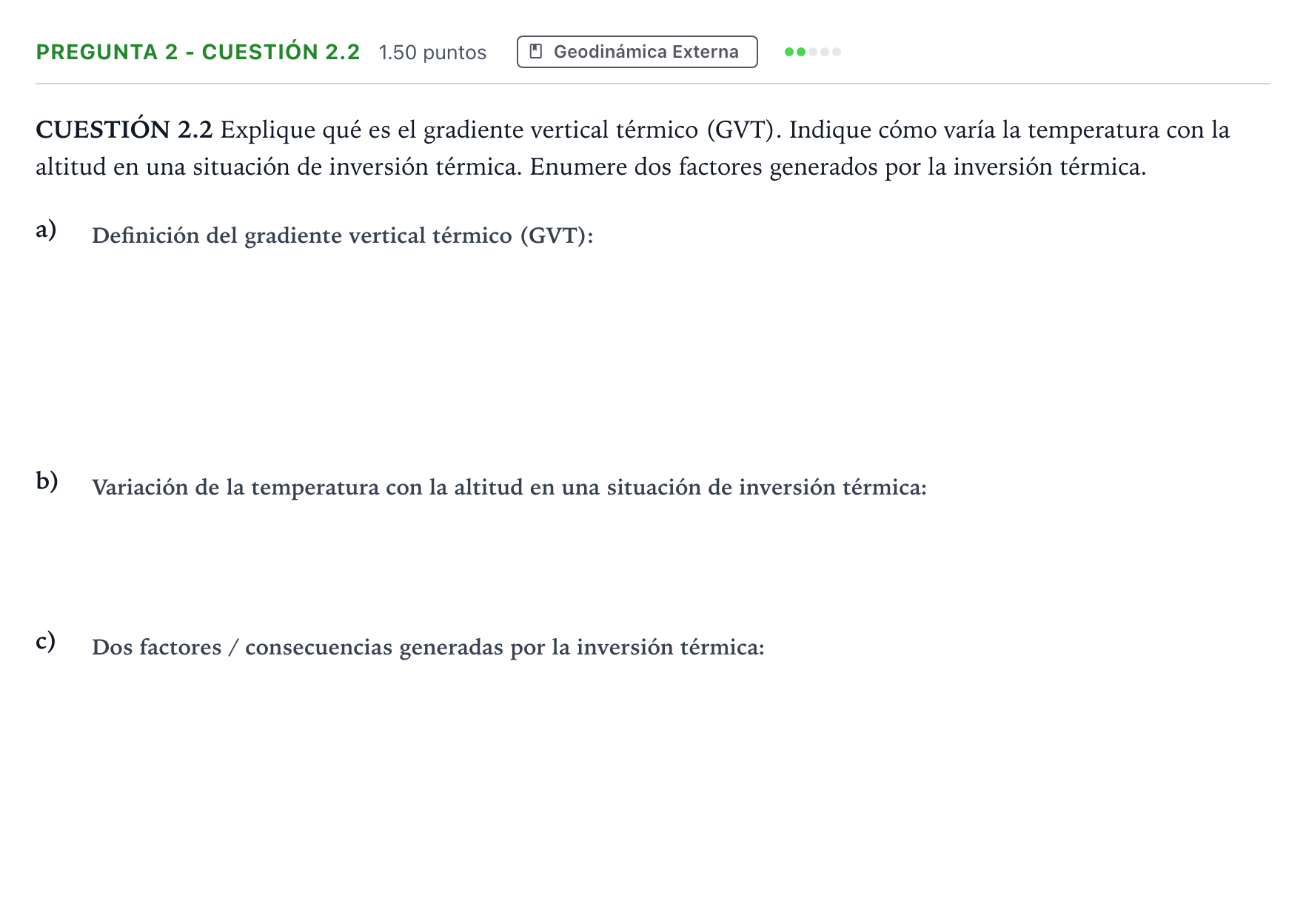 Enunciado: Pregunta 2 - CUESTIÓN 2.2 · Geología PAU Madrid Extraordinaria Coincidencias 2025