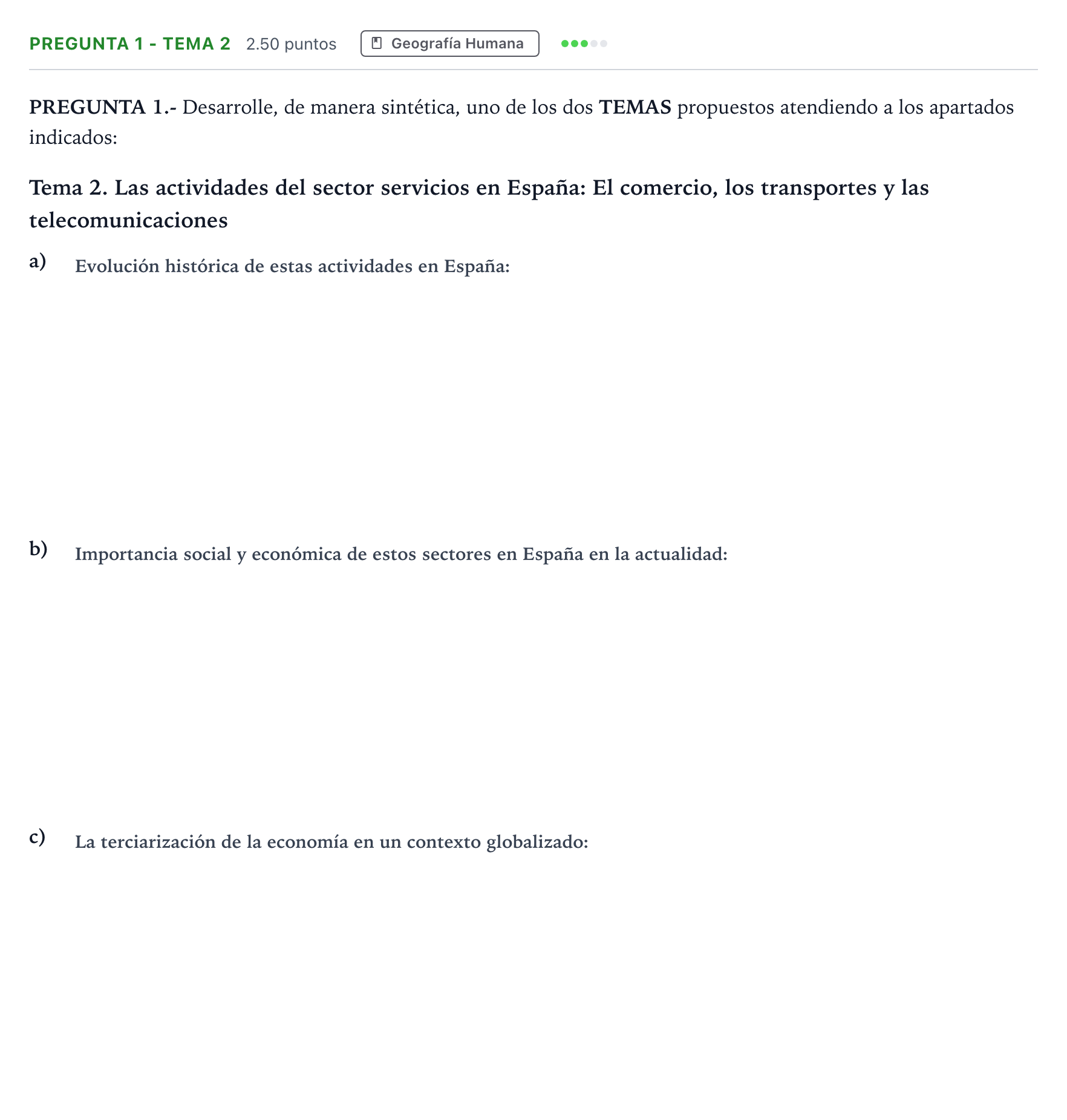 Enunciado: Pregunta 1 - Tema 2 · Geografía PAU Madrid Ordinaria 2025