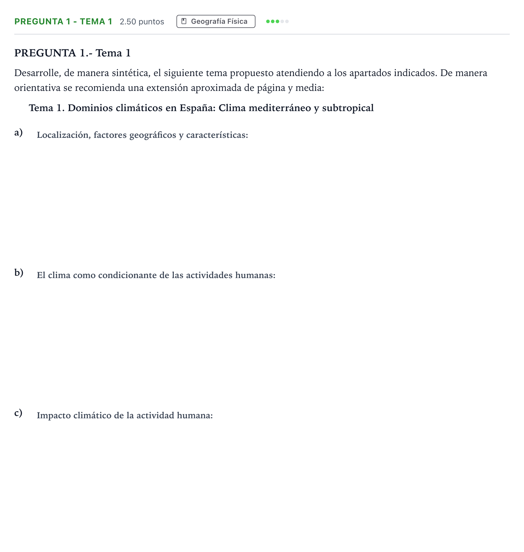 Enunciado: Pregunta 1 - Tema 1 · Geografía PAU Madrid Ordinaria Coincidencias 2025