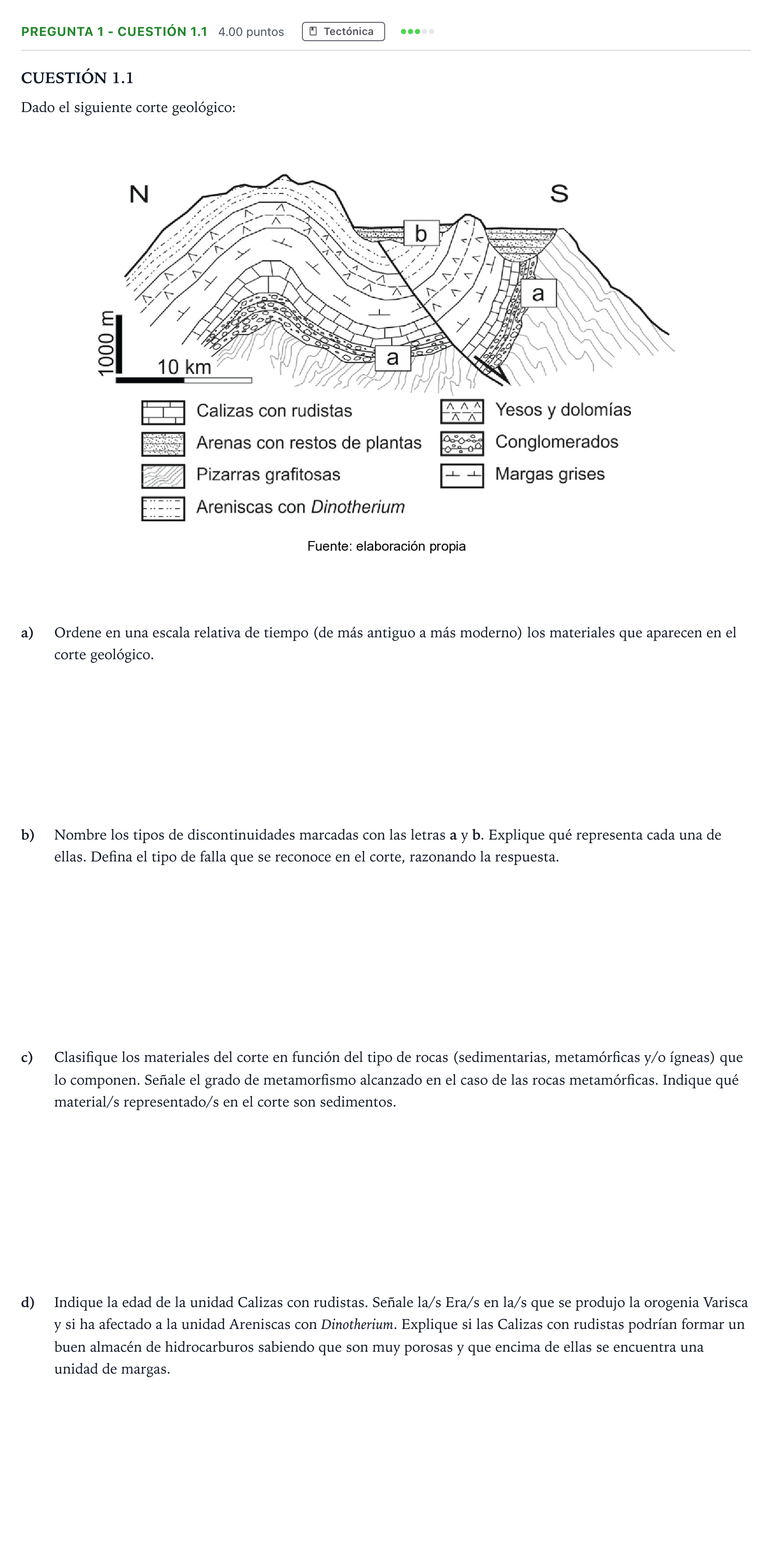 Enunciado: Pregunta 1 - Cuestión 1.1 · Geología PAU Madrid Ordinaria 2025