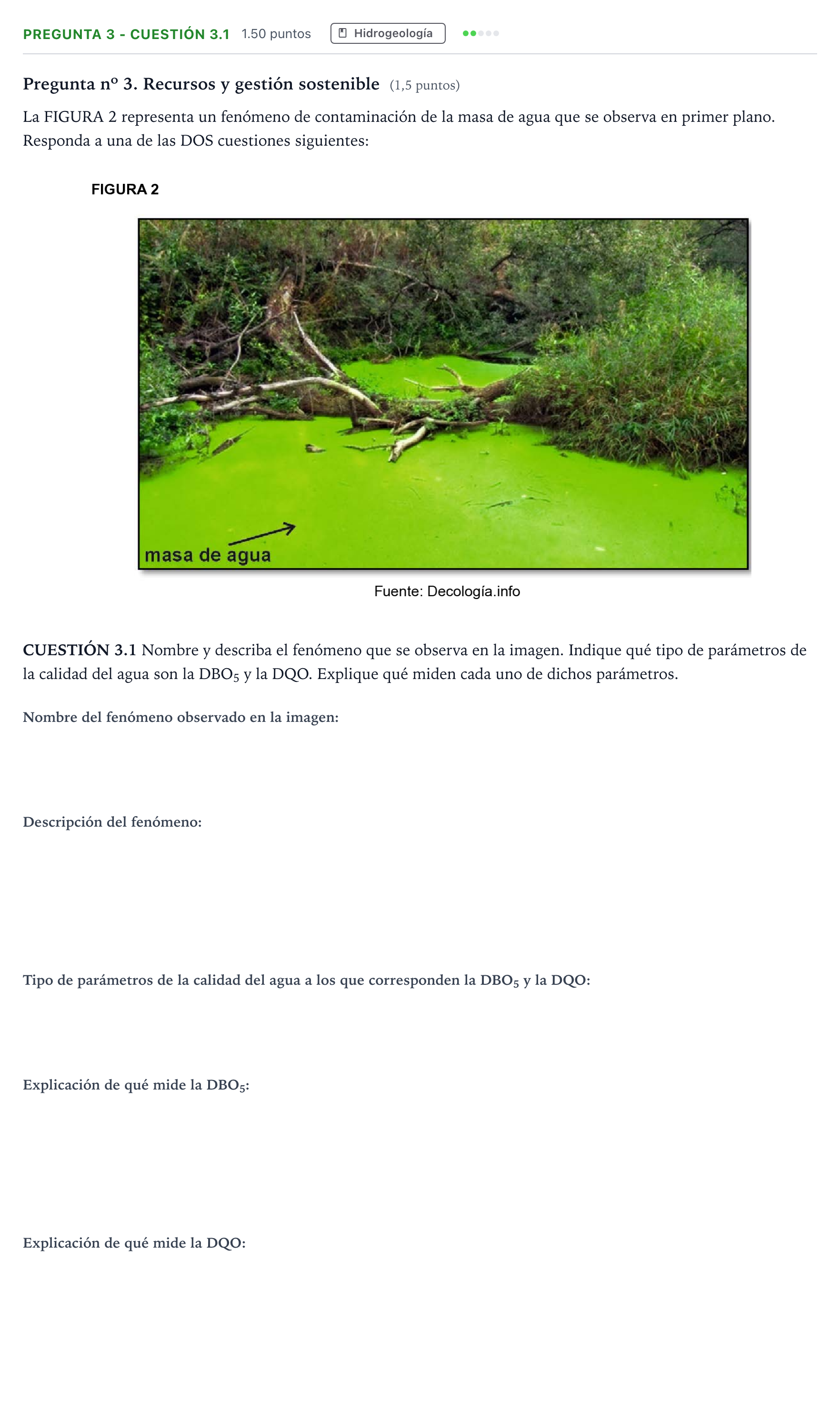 Enunciado: Pregunta 3 - Cuestión 3.1 · Geología PAU Madrid Ordinaria 2025