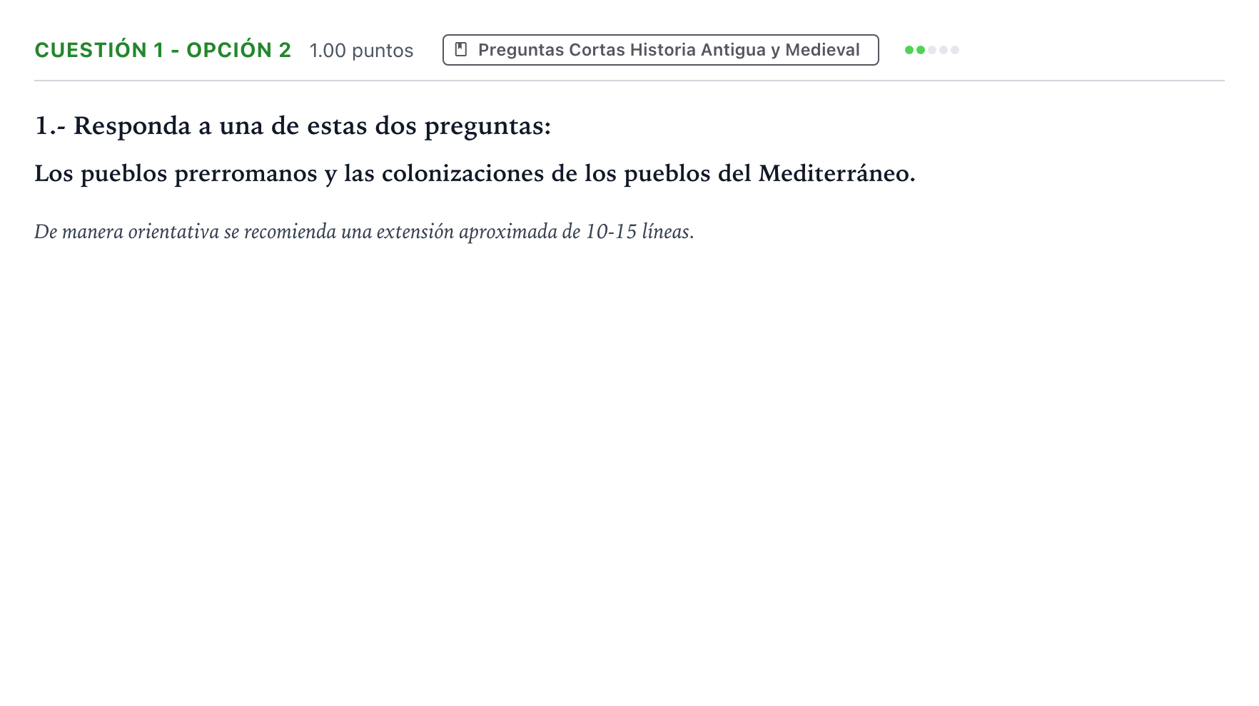 Enunciado: Cuestión 1 - Opción 2 · Historia de España PAU Madrid Extraordinaria Coincidencias 2025