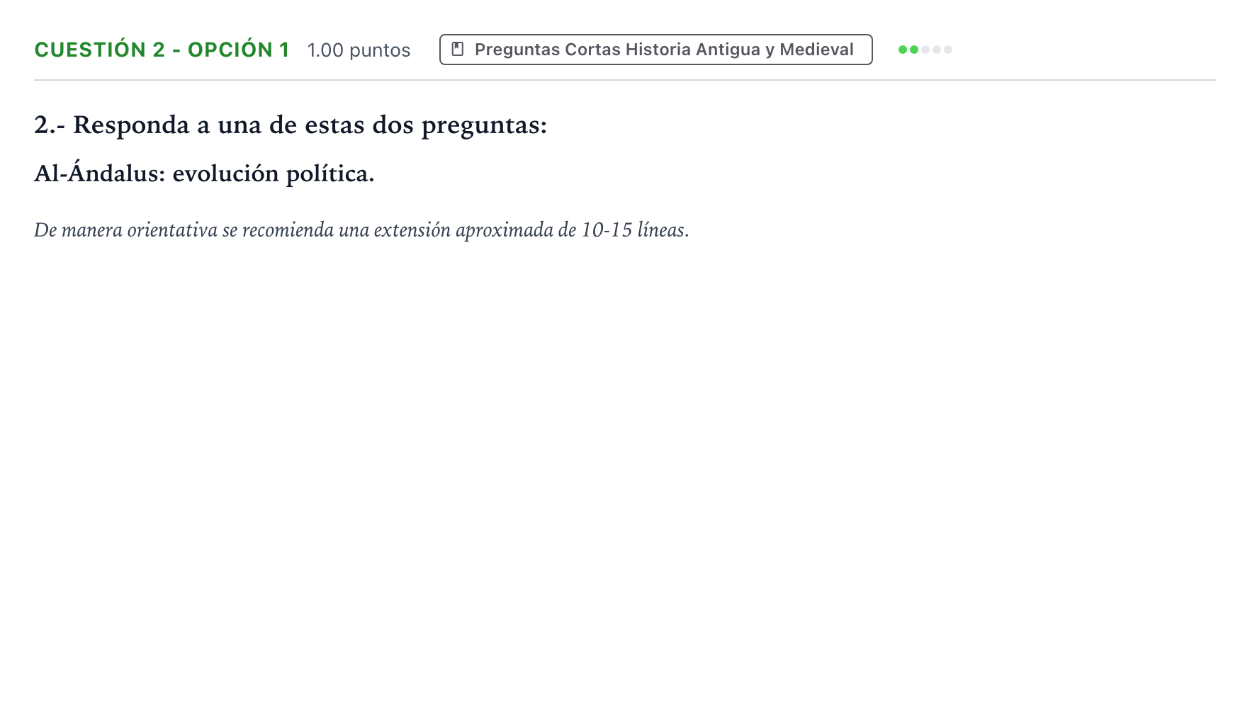 Enunciado: Cuestión 2 - Opción 1 · Historia de España PAU Madrid Extraordinaria Coincidencias 2025