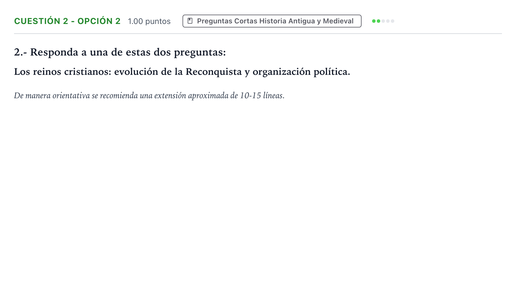 Enunciado: Cuestión 2 - Opción 2 · Historia de España PAU Madrid Extraordinaria Coincidencias 2025
