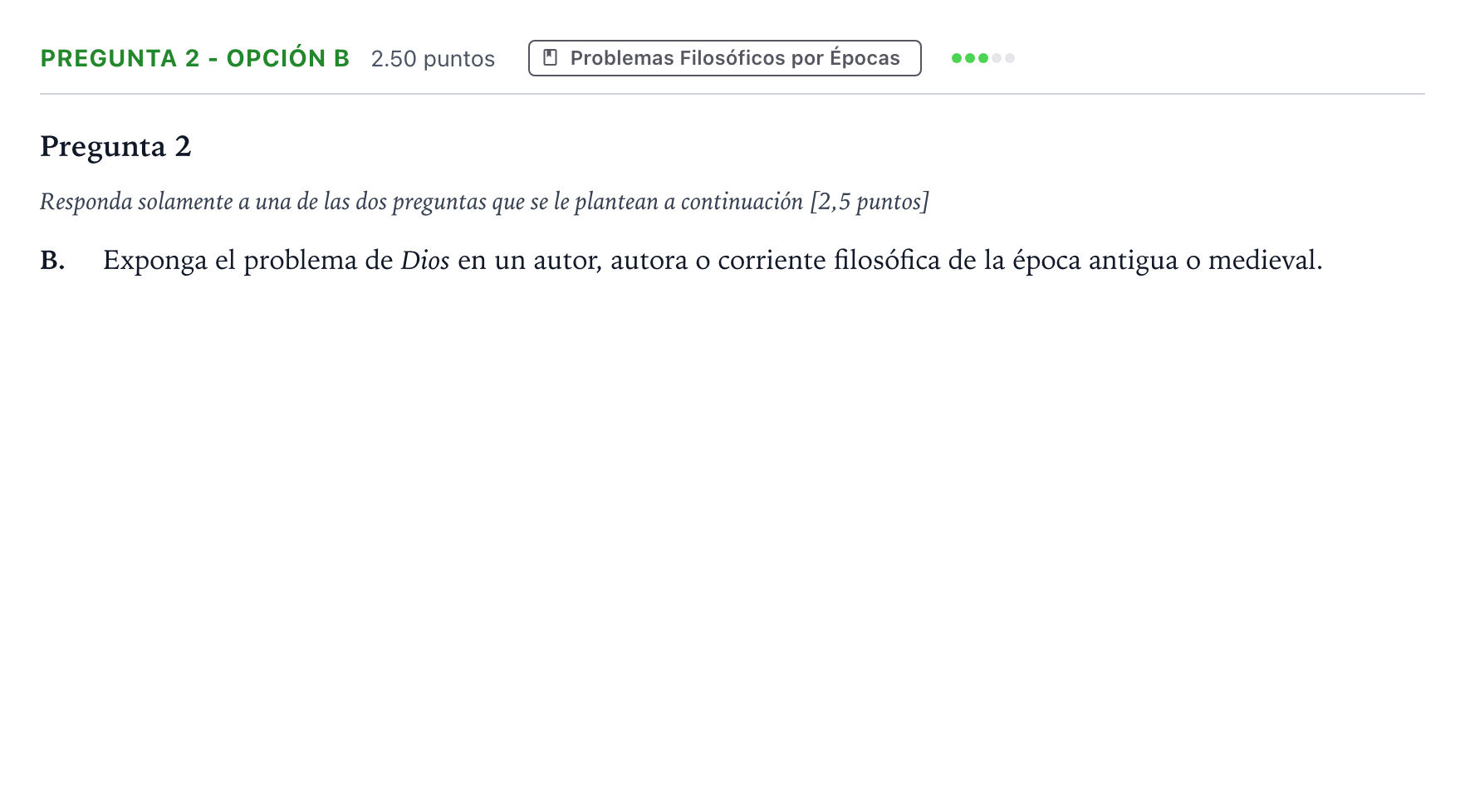 Enunciado: Pregunta 2 - Opción B · Historia de la Filosofía PAU Madrid Extraordinaria 2025