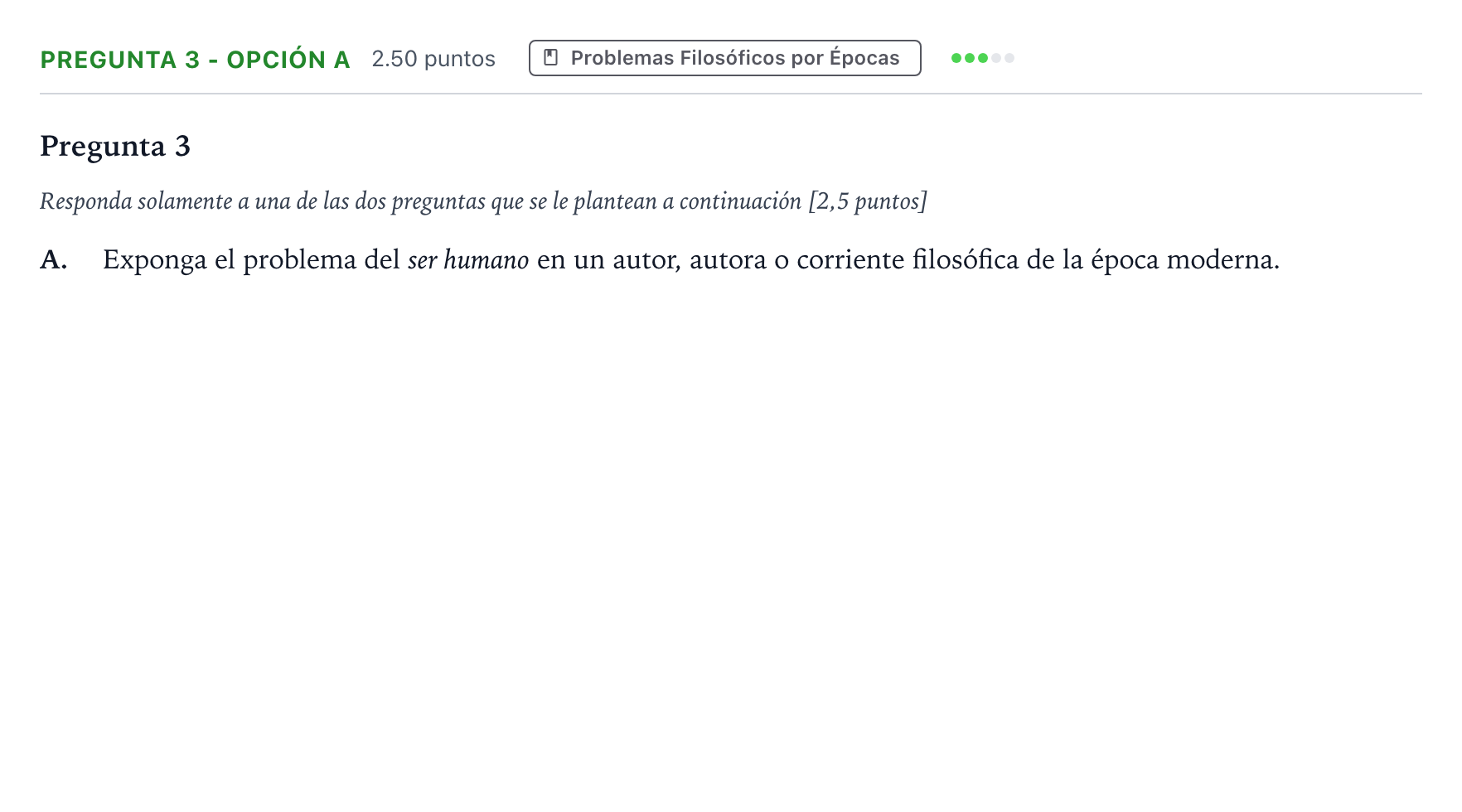 Enunciado: Pregunta 3 - Opción A · Historia de la Filosofía PAU Madrid Extraordinaria 2025