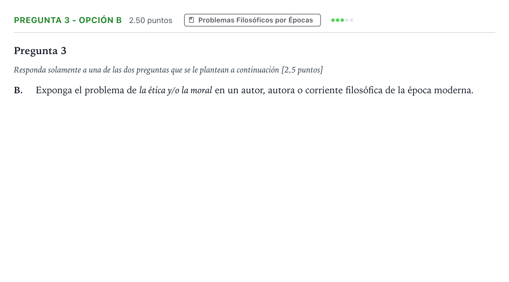 Enunciado: Pregunta 3 - Opción B · Historia de la Filosofía PAU Madrid Extraordinaria 2025