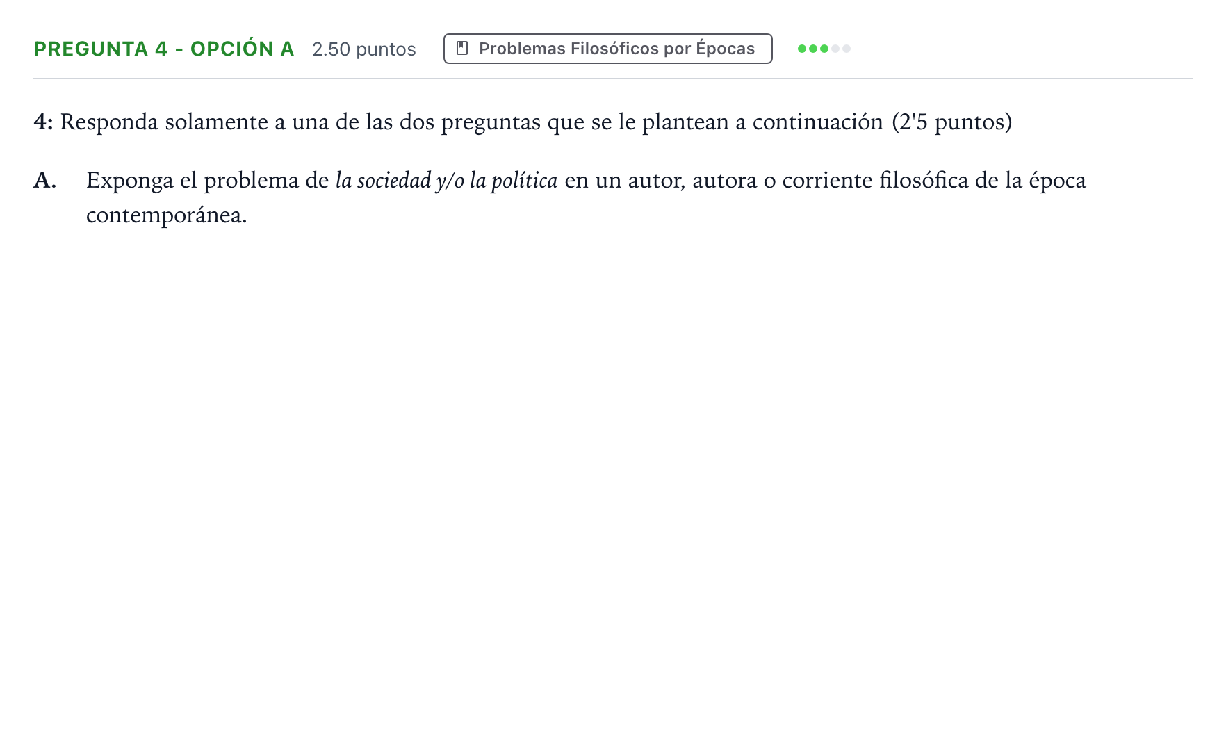 Enunciado: Pregunta 4 - Opción A · Historia de la Filosofía PAU Madrid Extraordinaria 2025