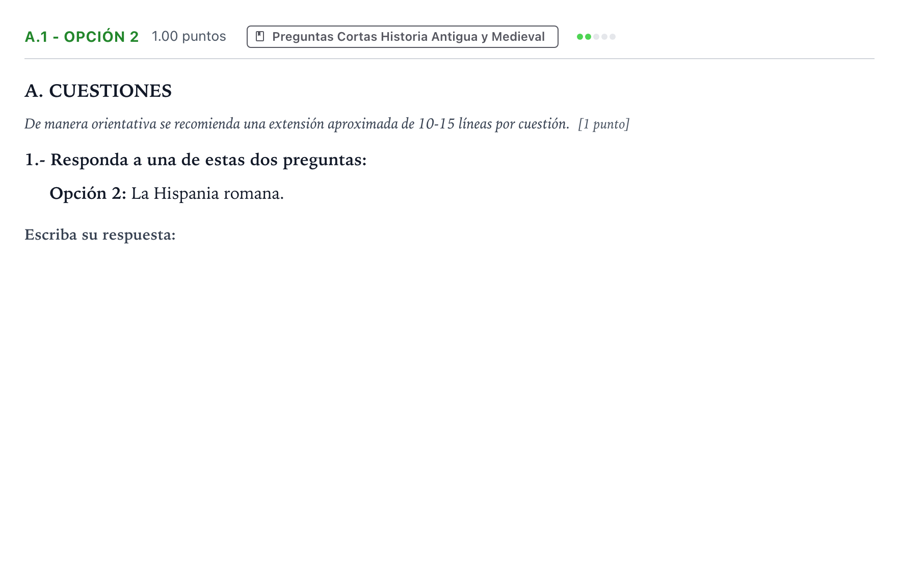 Enunciado: Ejercicio A.1 - Opción 2 · Historia de España PAU Madrid Ordinaria Coincidencias 2025