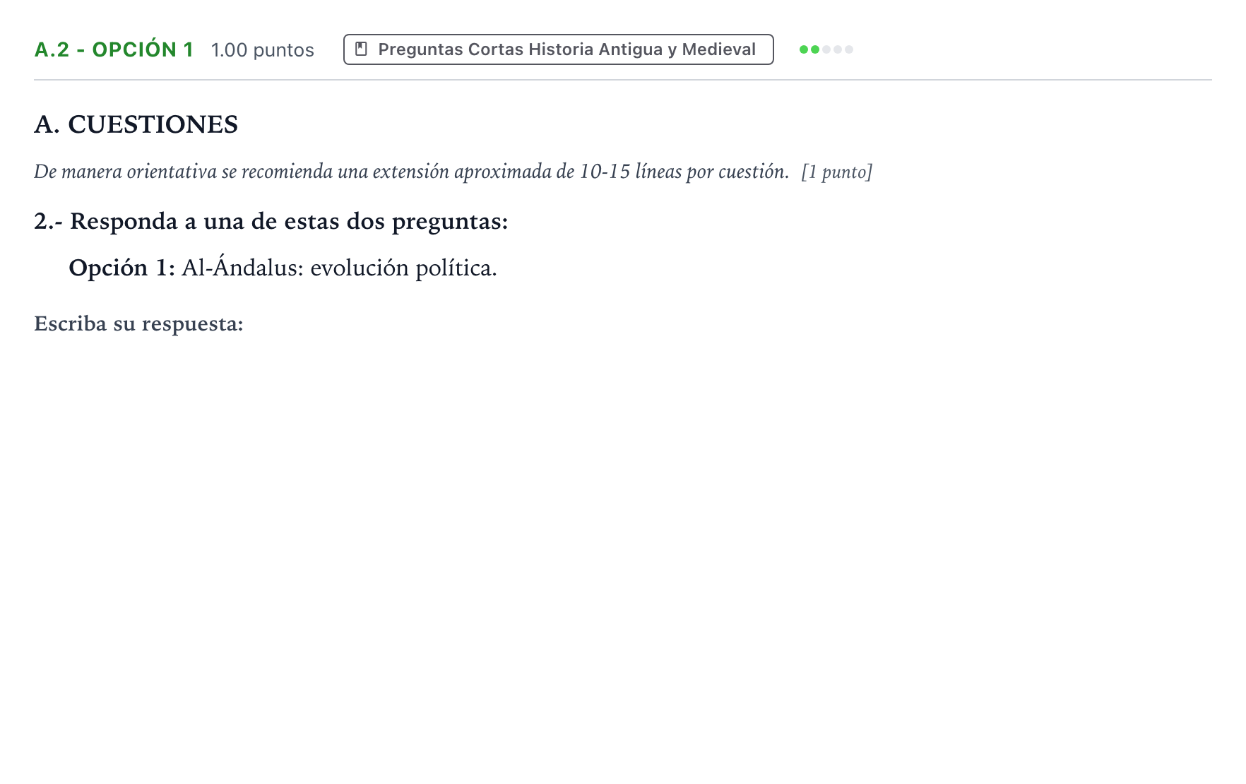 Enunciado: Ejercicio A.2 - Opción 1 · Historia de España PAU Madrid Ordinaria Coincidencias 2025
