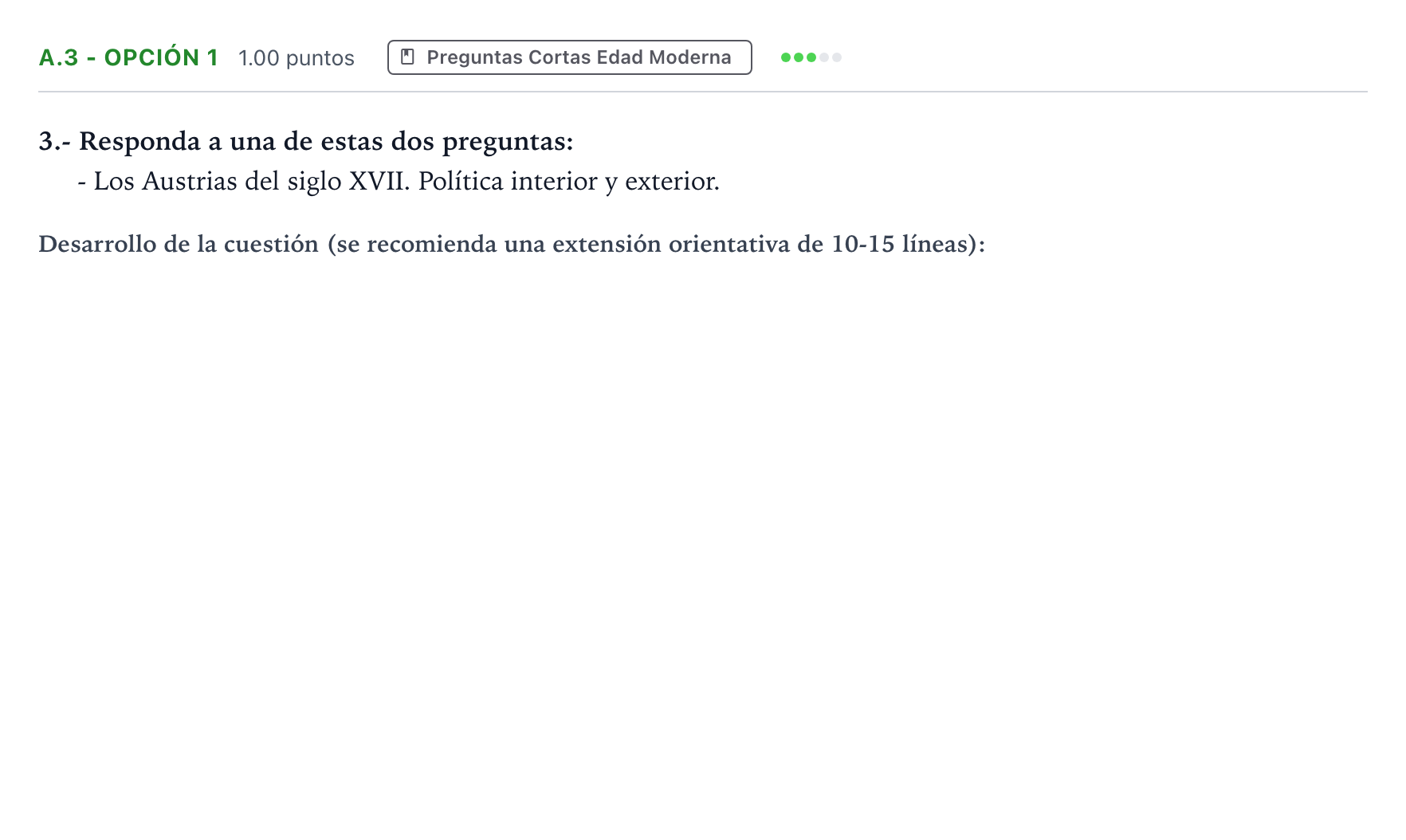 Enunciado: Ejercicio A.3 - Opción 1 · Historia de España PAU Madrid Ordinaria Coincidencias 2025