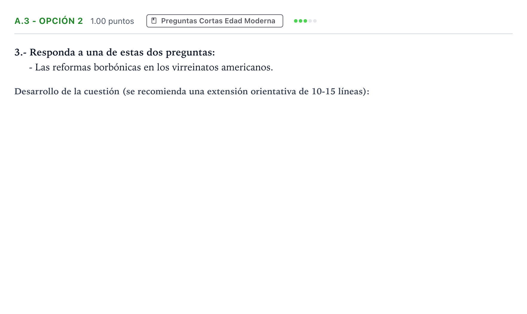 Enunciado: Ejercicio A.3 - Opción 2 · Historia de España PAU Madrid Ordinaria Coincidencias 2025