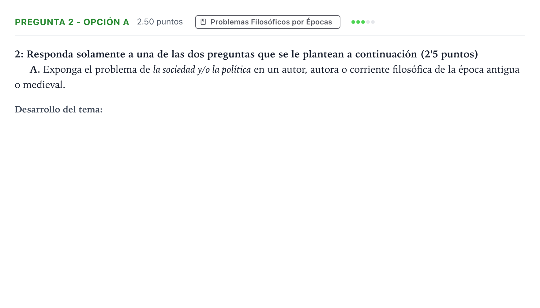 Enunciado: Pregunta 2 - Opción A · Historia de la Filosofía PAU Madrid Extraordinaria Coincidencias 2025