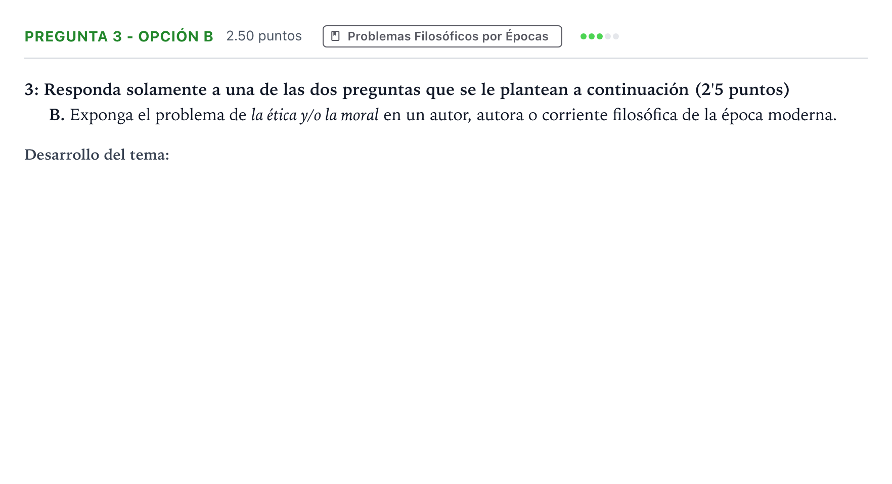 Enunciado: Pregunta 3 - Opción B · Historia de la Filosofía PAU Madrid Extraordinaria Coincidencias 2025