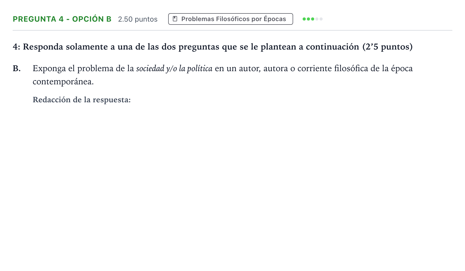 Enunciado: Pregunta 4 - Opción B · Historia de la Filosofía PAU Madrid Extraordinaria Coincidencias 2025
