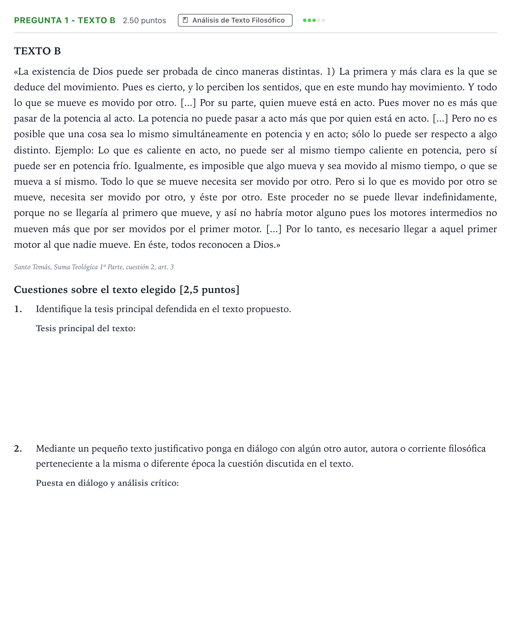 Enunciado: Pregunta 1 - Texto B · Historia de la Filosofía PAU Madrid Modelo 2025