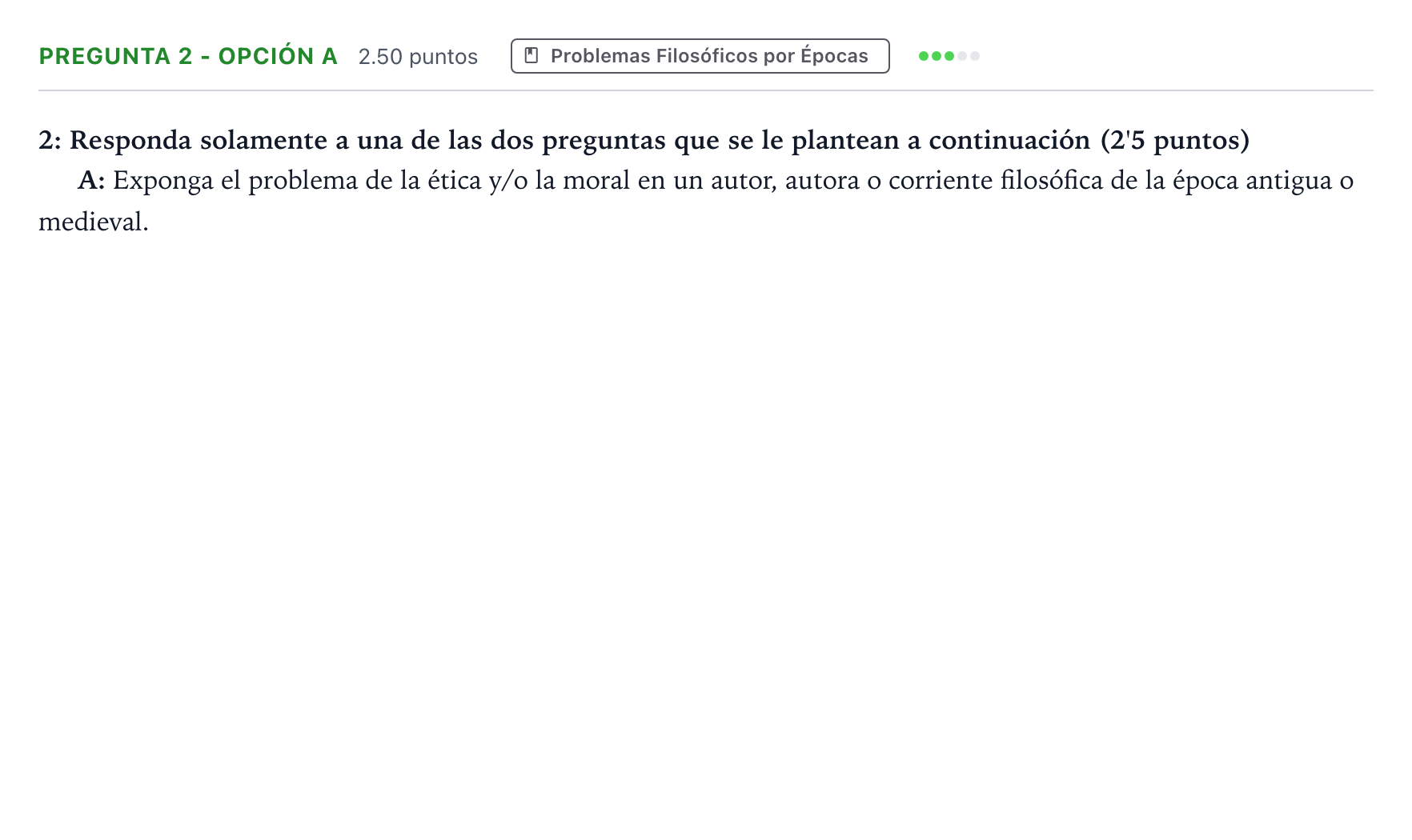 Enunciado: Pregunta 2 - Opción A · Historia de la Filosofía PAU Madrid Modelo 2025