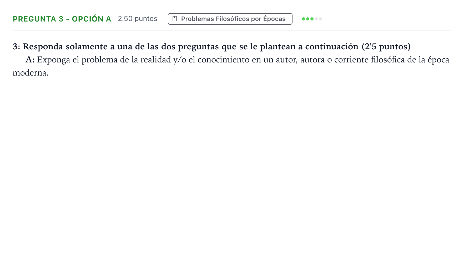 Enunciado: Pregunta 3 - Opción A · Historia de la Filosofía PAU Madrid Modelo 2025