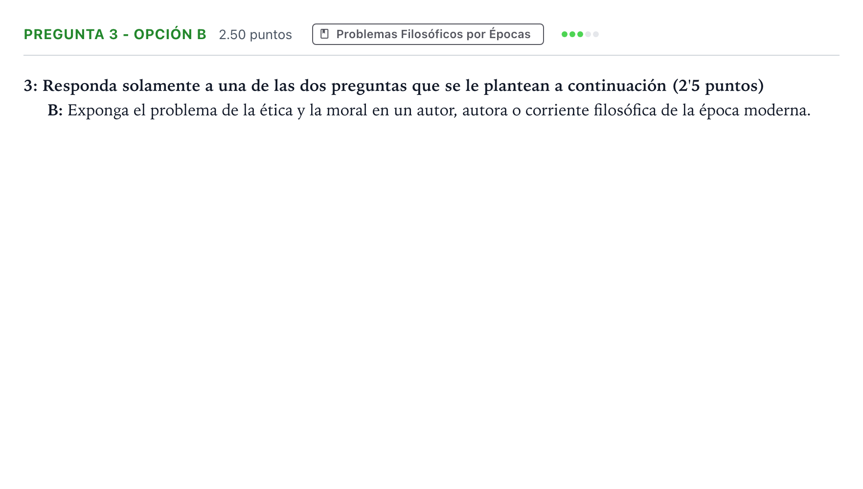 Enunciado: Pregunta 3 - Opción B · Historia de la Filosofía PAU Madrid Modelo 2025