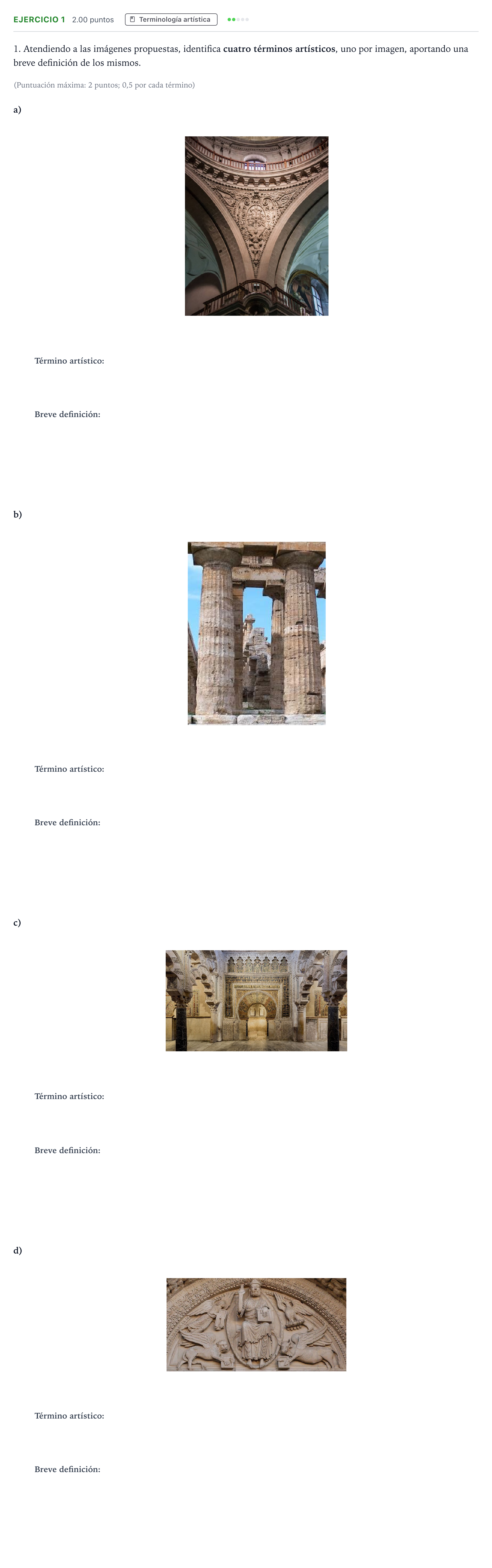 Enunciado: Problema 1 · Historia del Arte PAU Madrid Extraordinaria 2025
