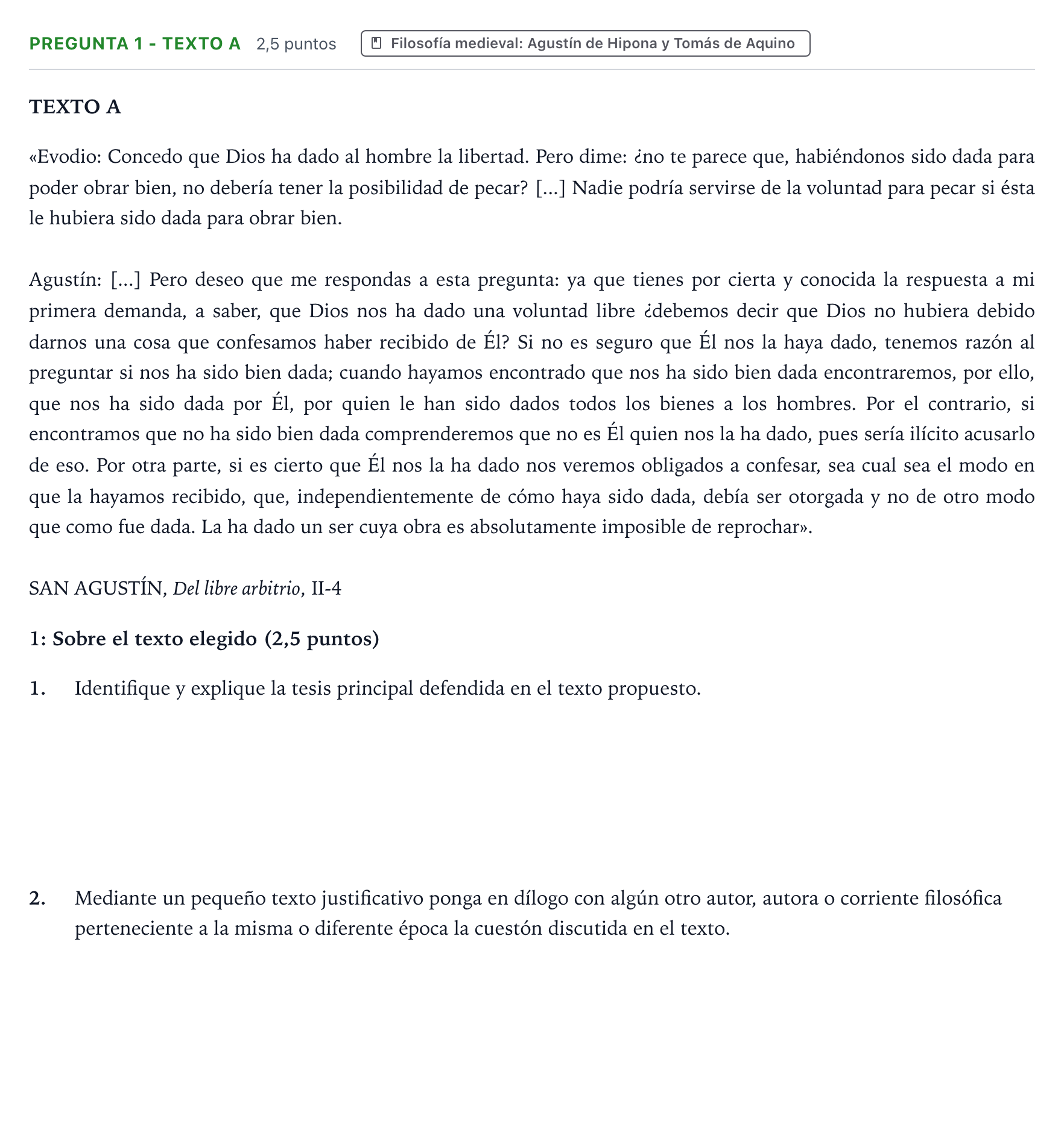 Enunciado: Pregunta 1 - Texto A · Historia de la Filosofía PAU Madrid Ordinaria 2025