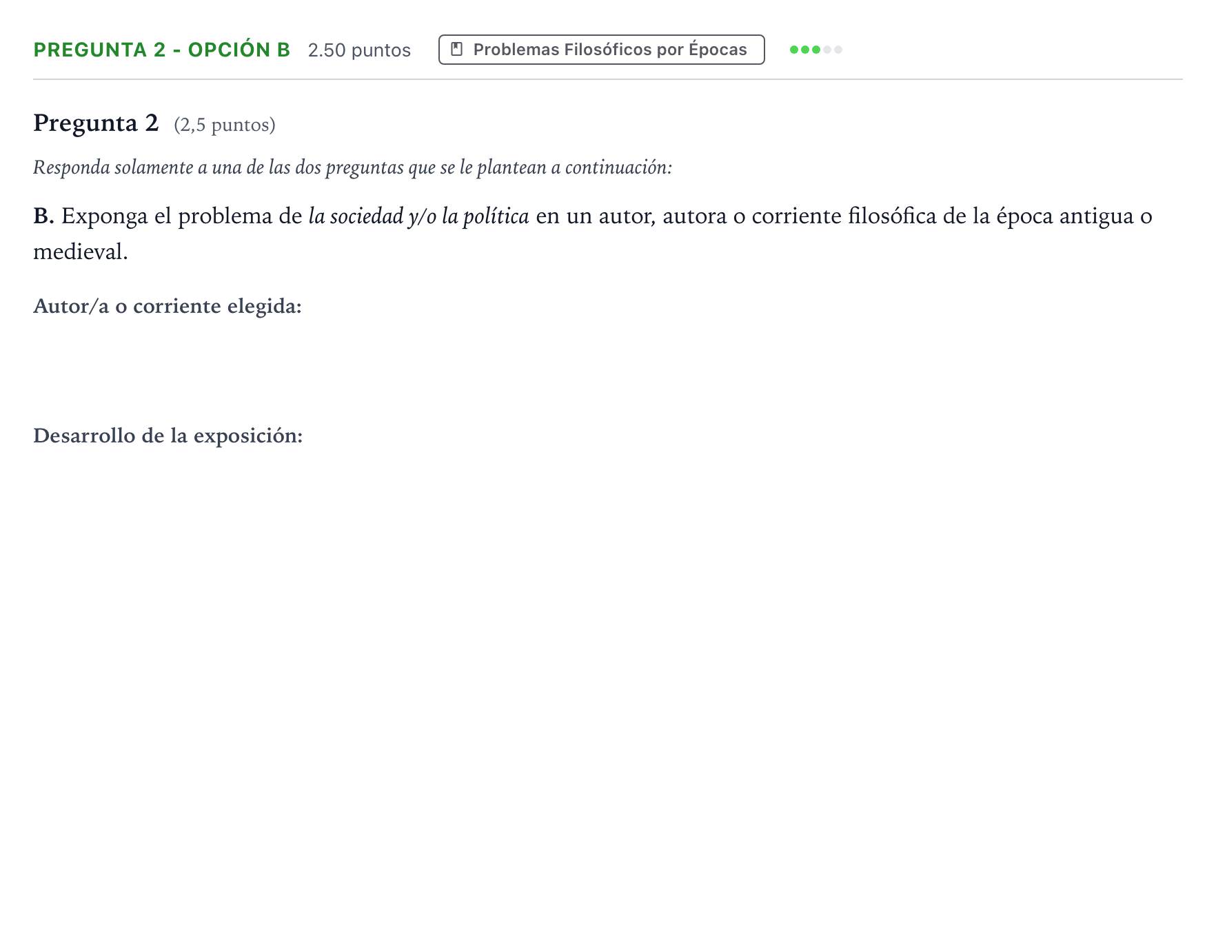 Enunciado: Pregunta 2 - Opción B · Historia de la Filosofía PAU Madrid Ordinaria 2025