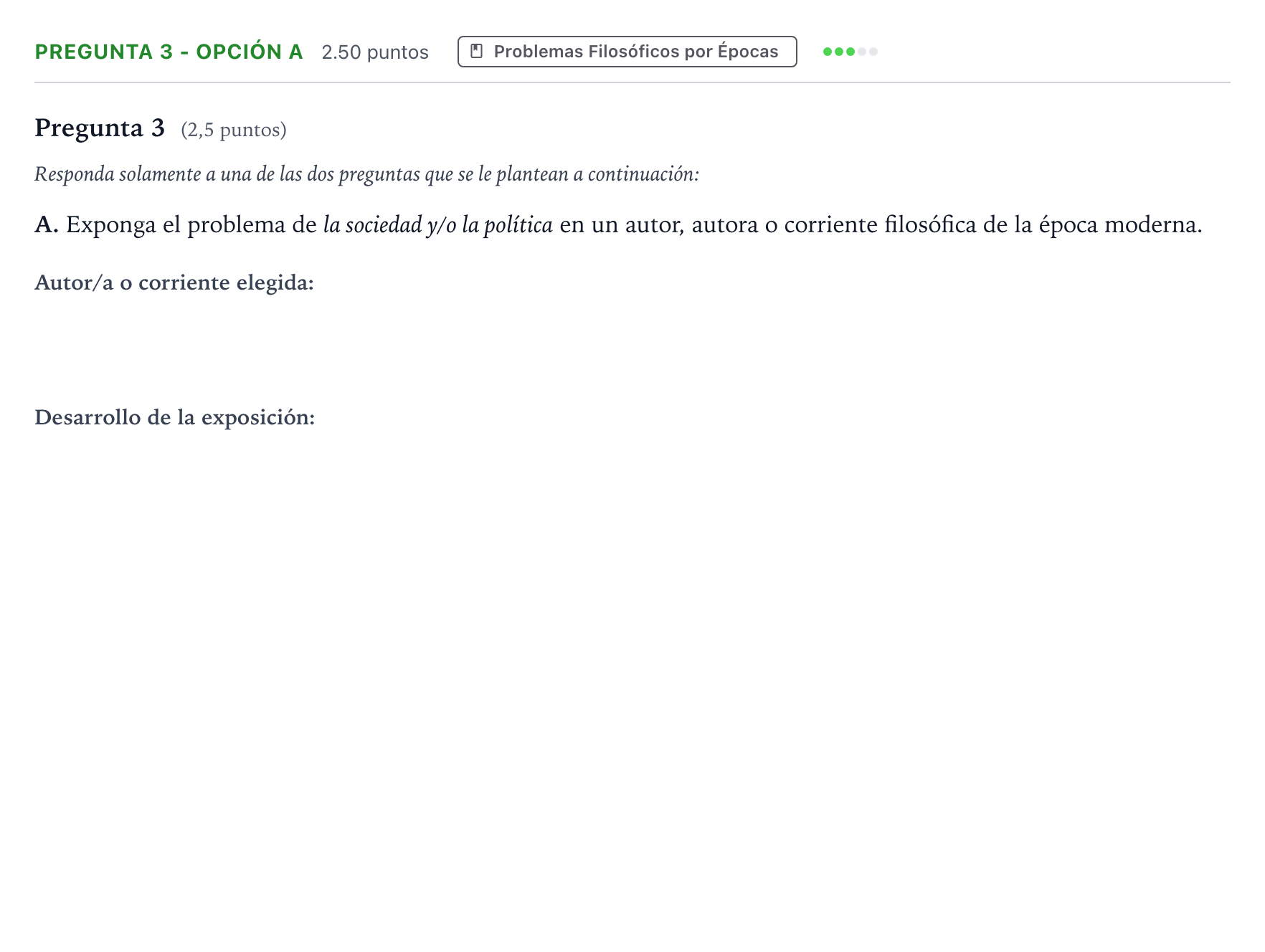 Enunciado: Pregunta 3 - Opción A · Historia de la Filosofía PAU Madrid Ordinaria 2025