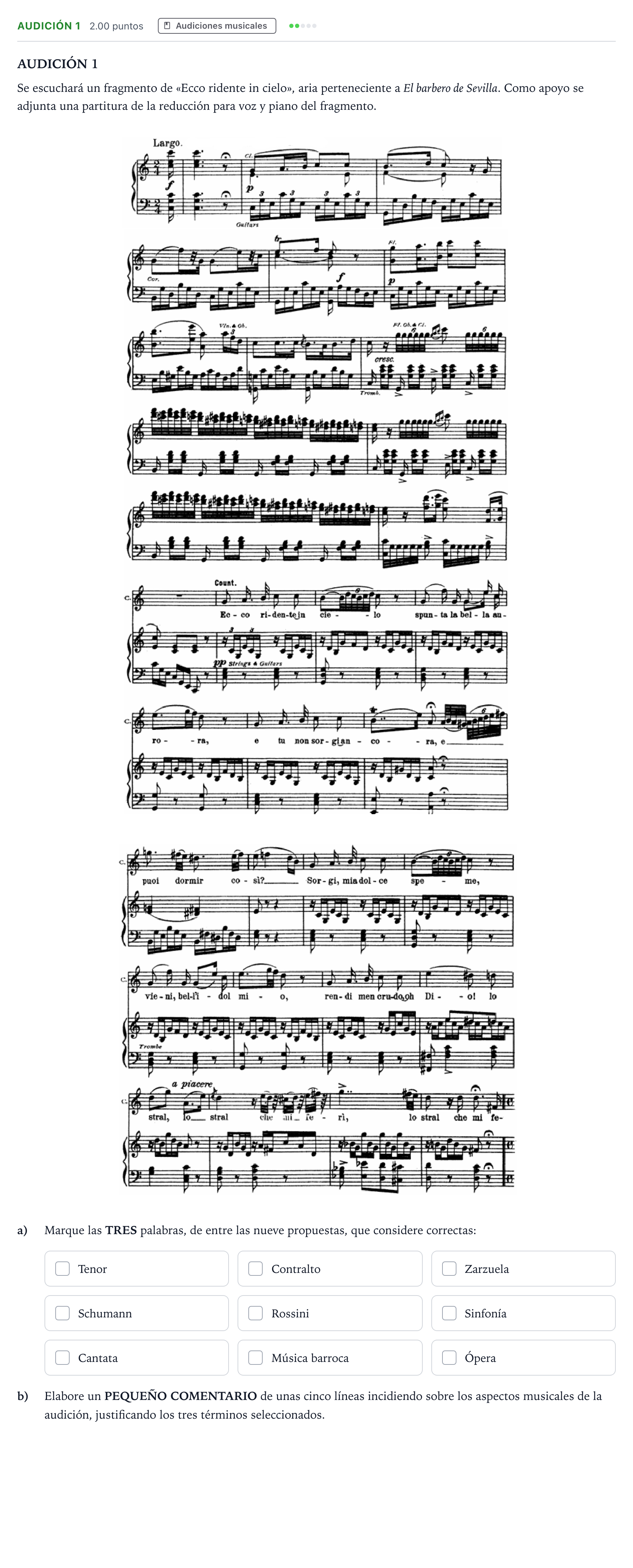 Enunciado: Ejercicio Audición 1 · Historia de la Música y de la Danza PAU Madrid Ordinaria 2025