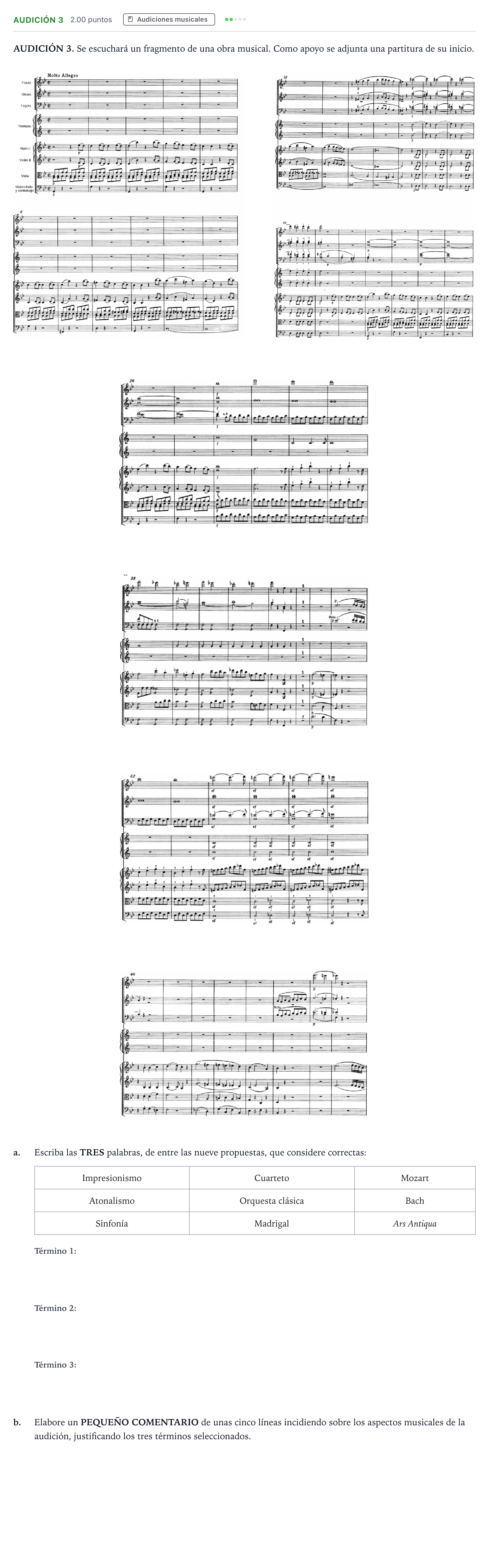 Enunciado: Ejercicio Audición 3 · Historia de la Música y de la Danza PAU Madrid Ordinaria 2025