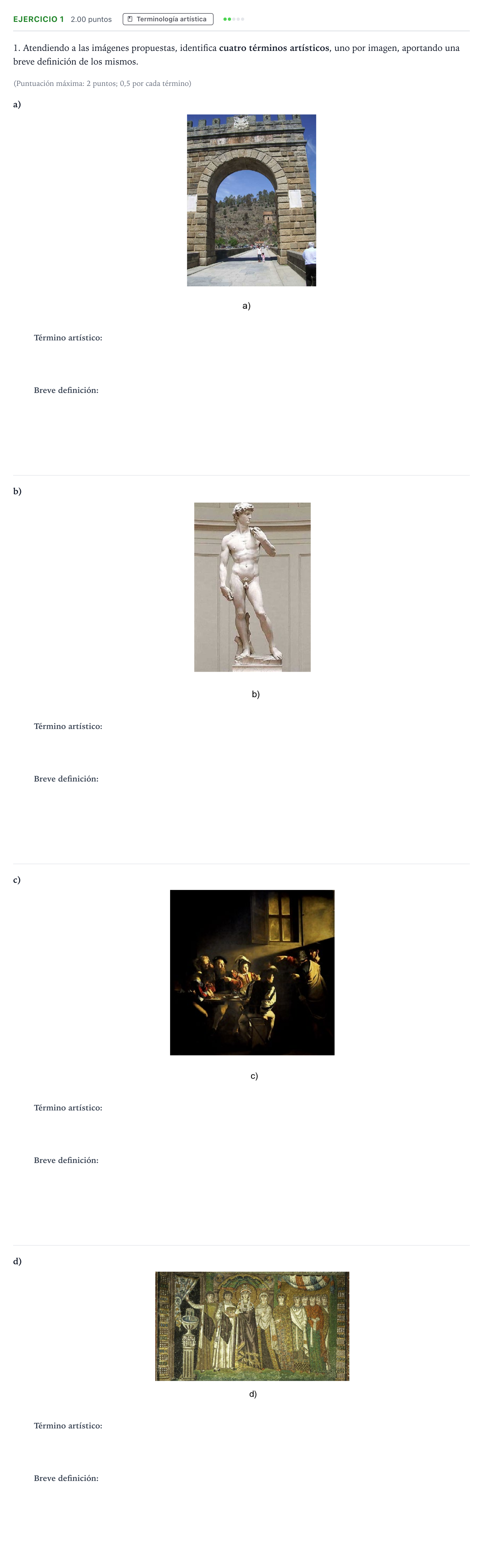 Enunciado: Problema 1 · Historia del Arte PAU Madrid Modelo 2025