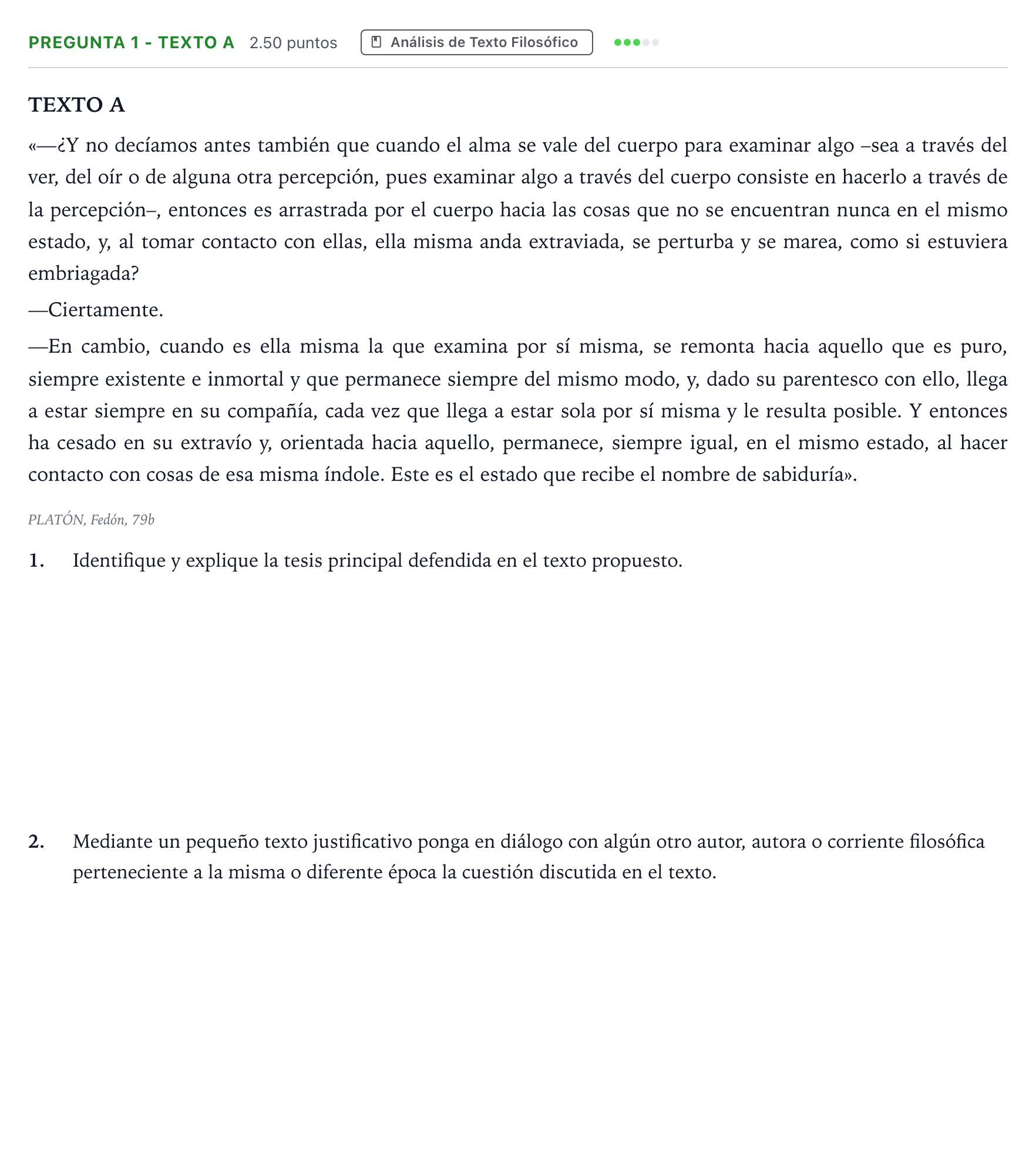 Enunciado: Pregunta 1 - Texto A · Historia de la Filosofía PAU Madrid Ordinaria Coincidencias 2025