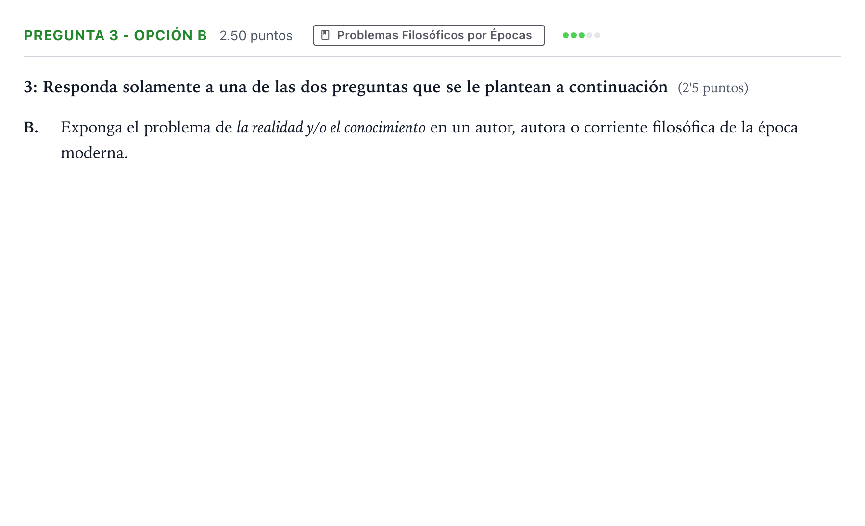 Enunciado: Pregunta 3 - Opción B · Historia de la Filosofía PAU Madrid Ordinaria Coincidencias 2025
