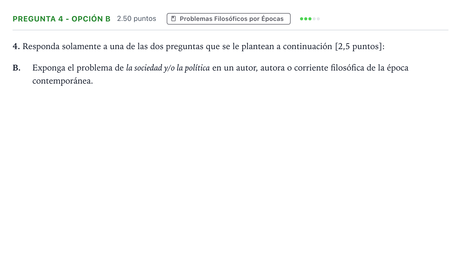 Enunciado: Pregunta 4 - Opción B · Historia de la Filosofía PAU Madrid Ordinaria Coincidencias 2025