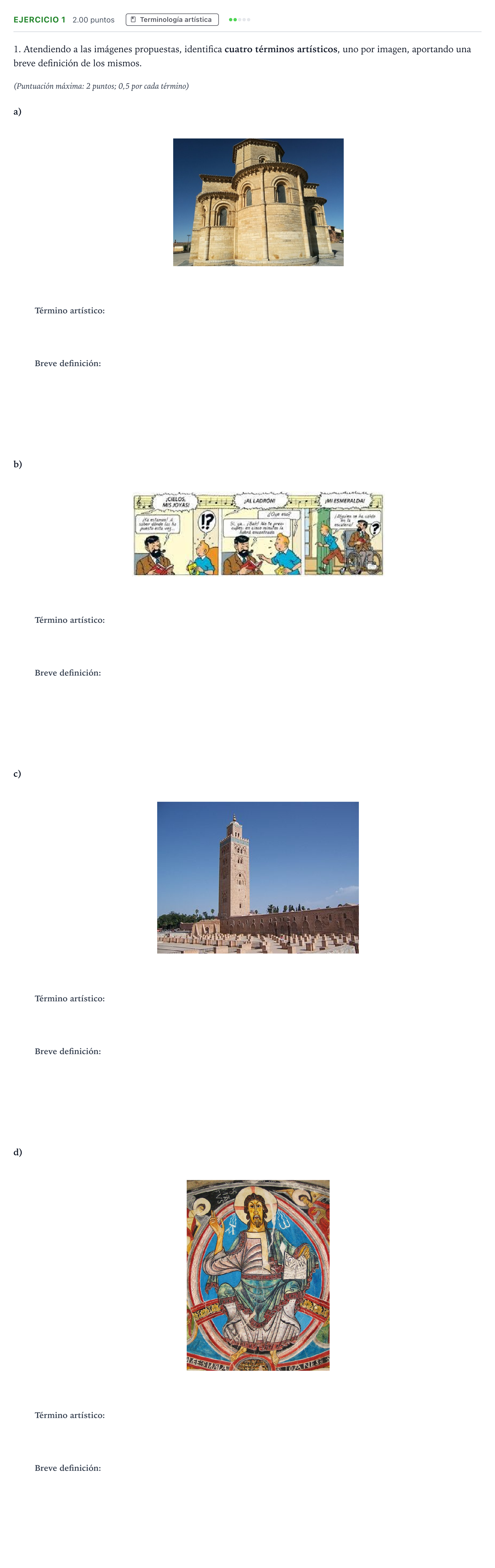 Enunciado: Problema 1 · Historia del Arte PAU Madrid Ordinaria 2025