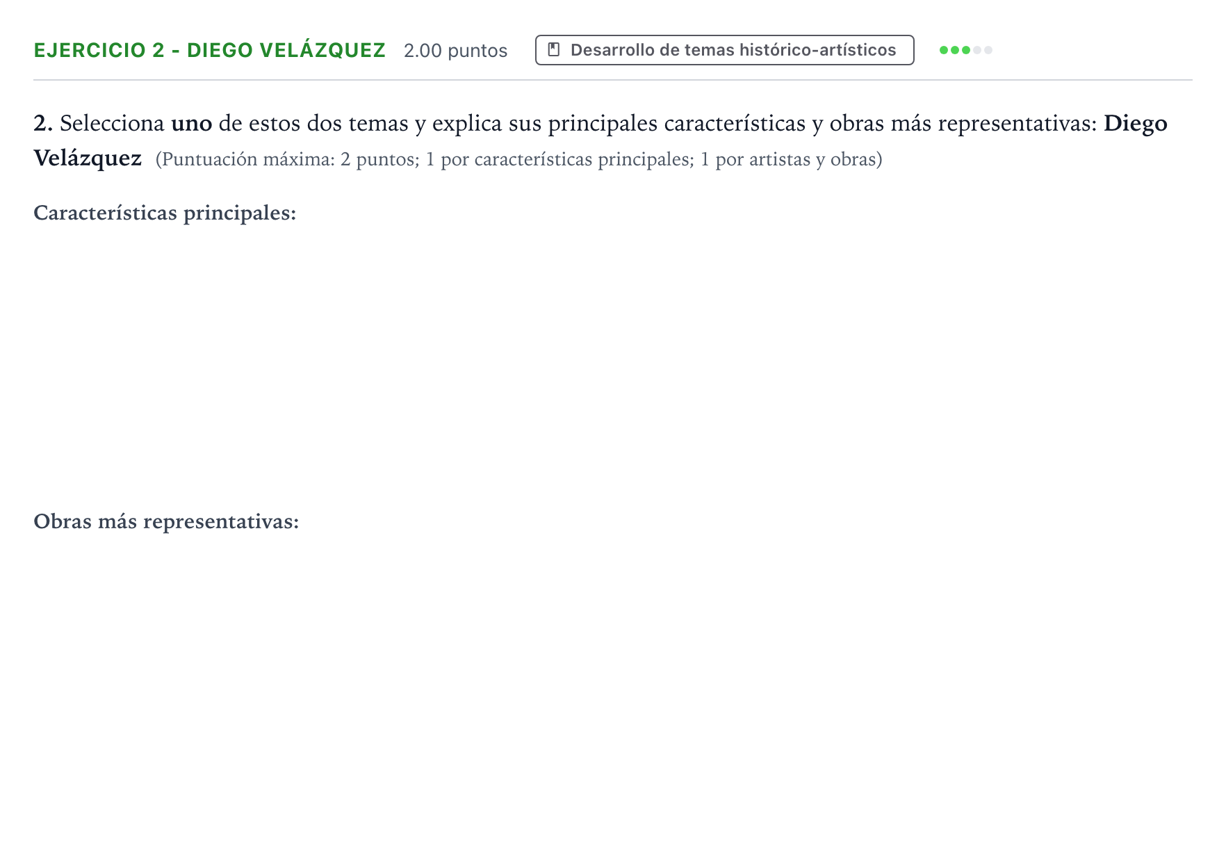Enunciado: Ejercicio 2 - Diego Velázquez · Historia del Arte PAU Madrid Ordinaria 2025