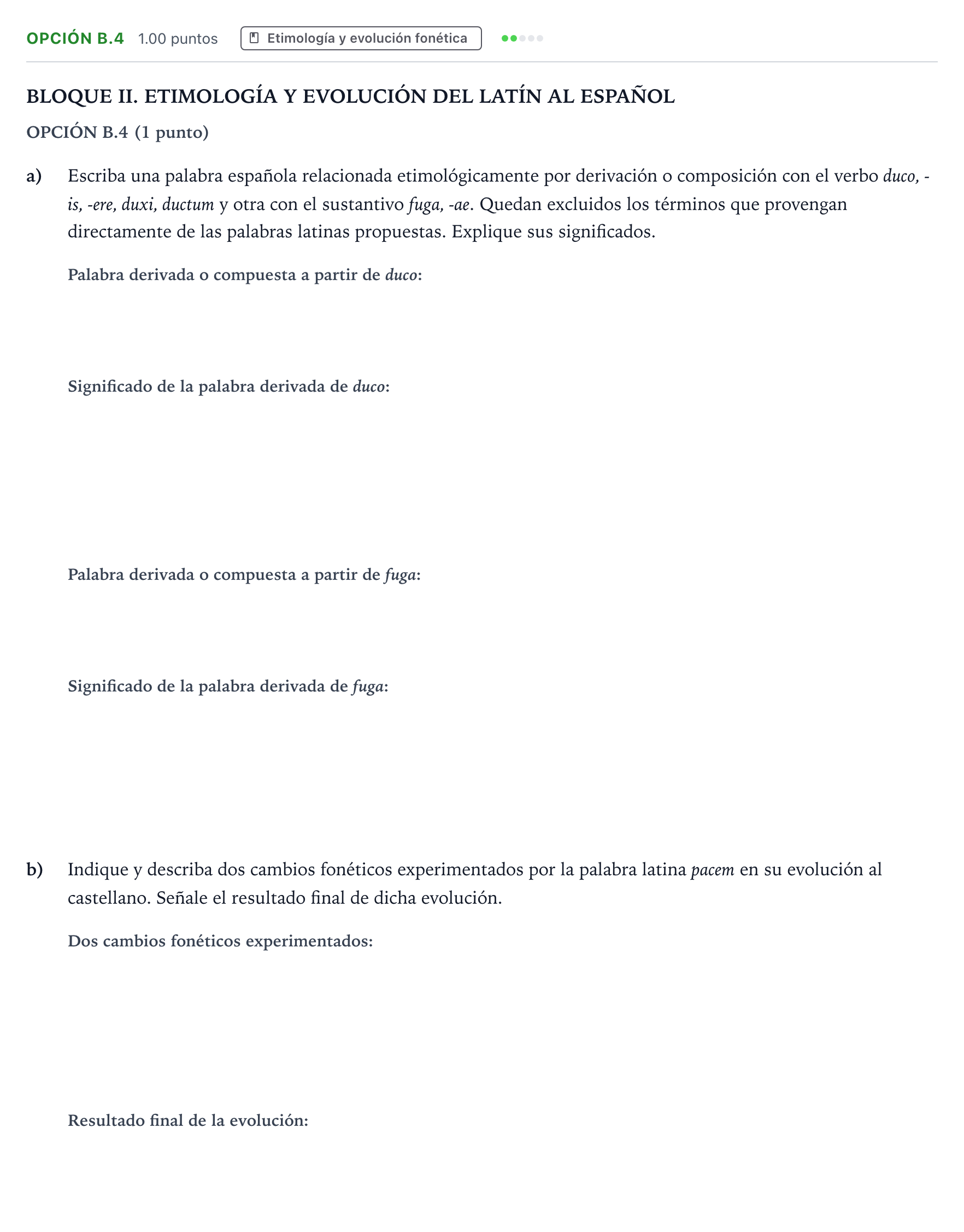 Enunciado: Opción B.4 · Latín II PAU Madrid Extraordinaria 2025