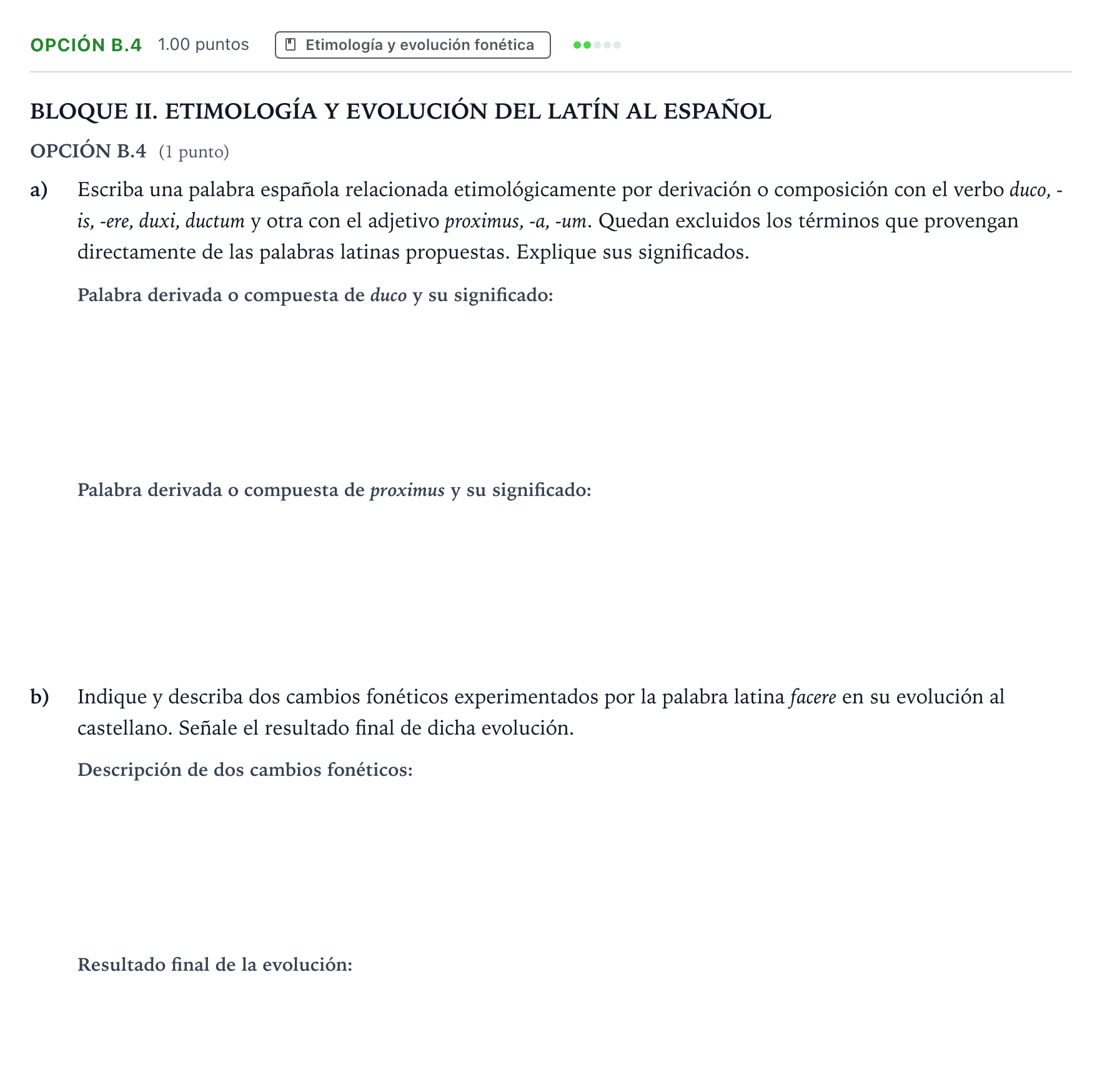 Enunciado: Opción B.4 · Latín II PAU Madrid Modelo 2025