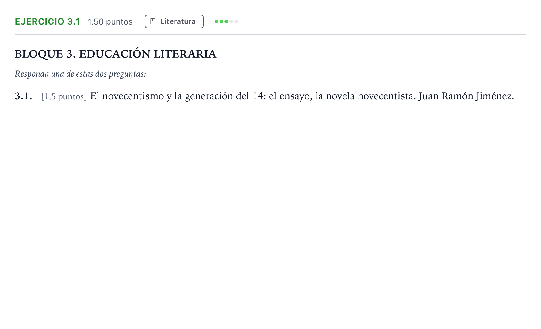 Enunciado: Ejercicio 3.1 · Lengua Castellana y Literatura II PAU Madrid Extraordinaria 2025