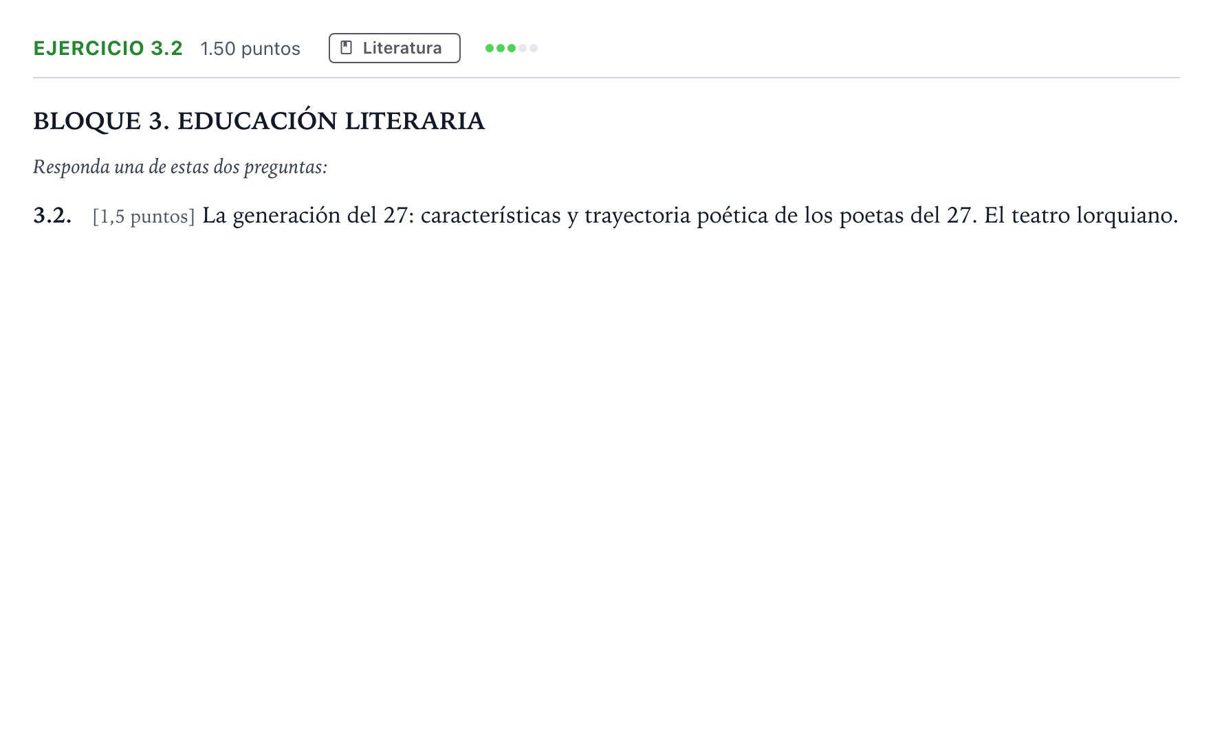 Enunciado: Ejercicio 3.2 · Lengua Castellana y Literatura II PAU Madrid Extraordinaria 2025
