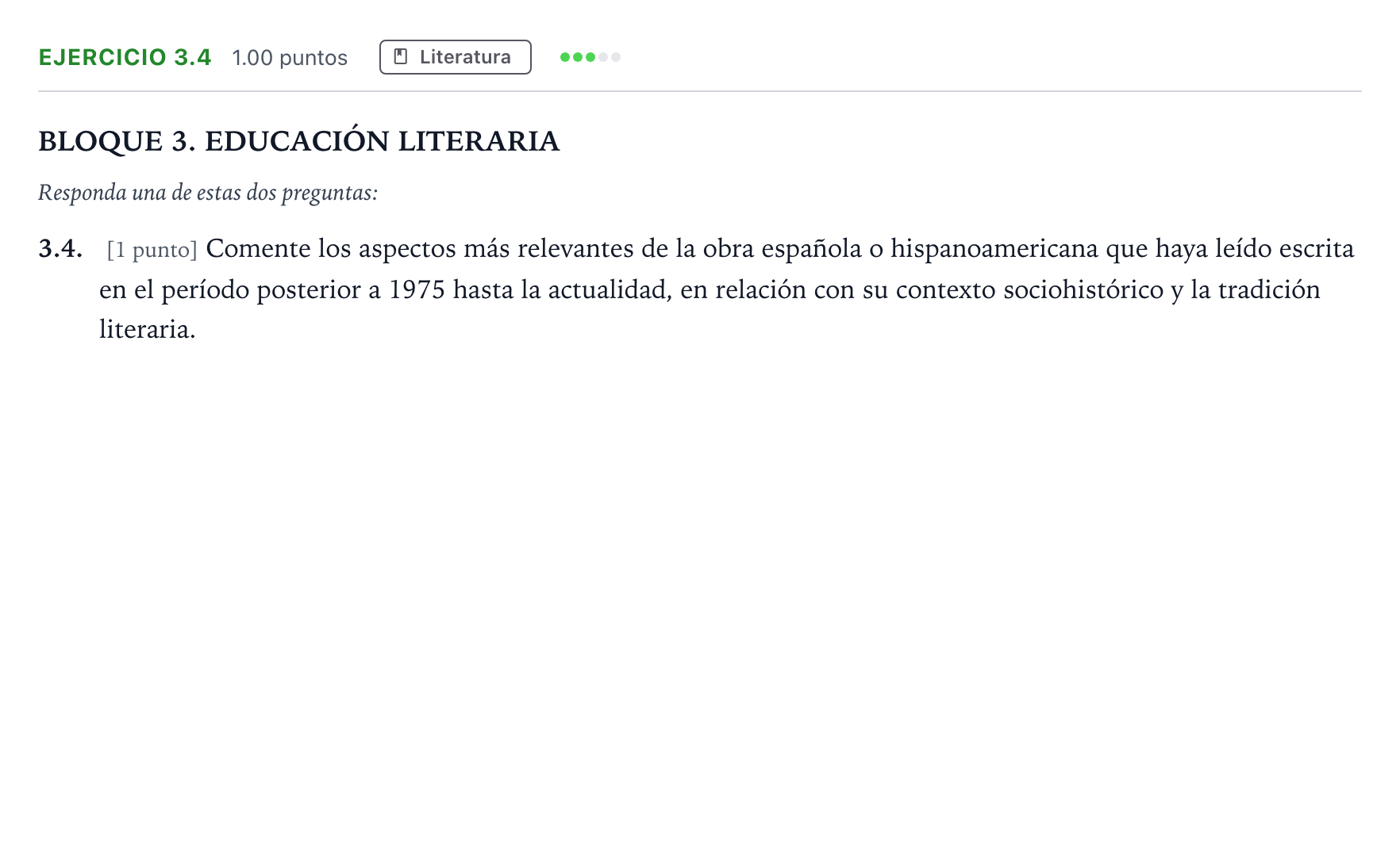 Enunciado: Ejercicio 3.4 · Lengua Castellana y Literatura II PAU Madrid Extraordinaria 2025