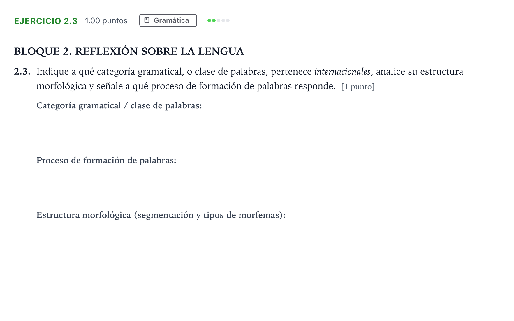 Enunciado: Ejercicio 2.3 · Lengua Castellana y Literatura II PAU Madrid Extraordinaria Coincidencias 2025