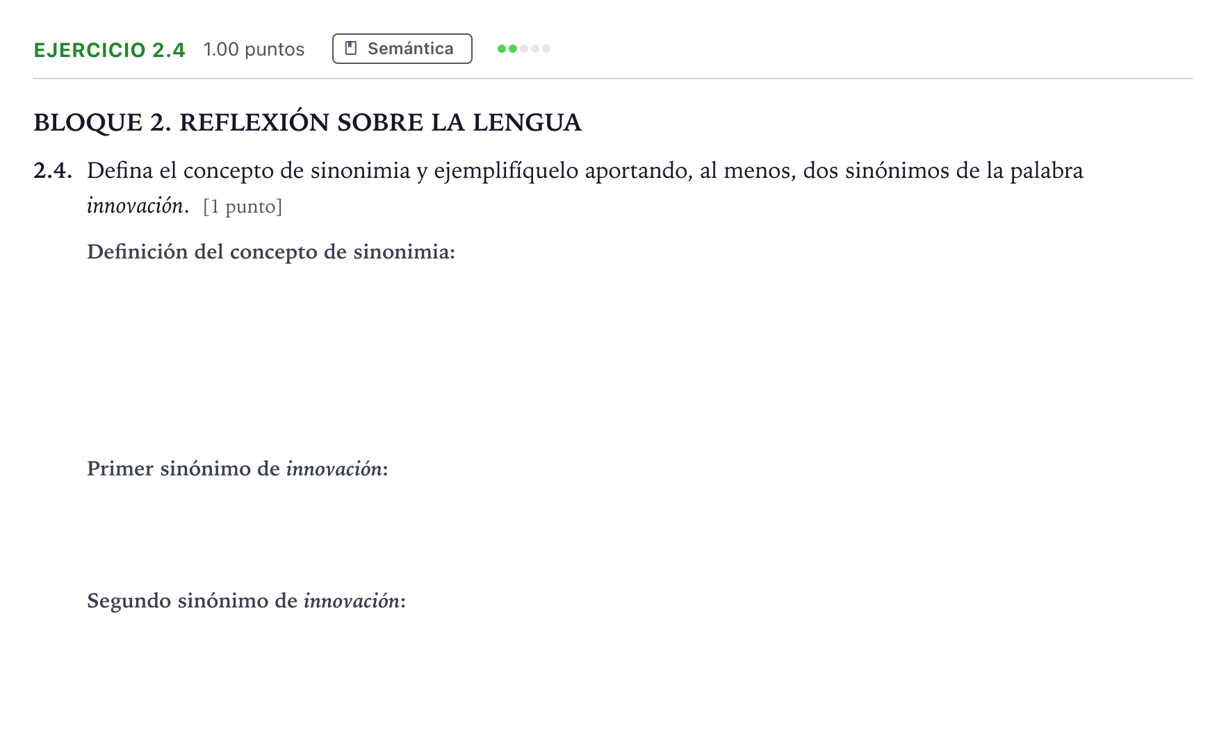 Enunciado: Ejercicio 2.4 · Lengua Castellana y Literatura II PAU Madrid Extraordinaria Coincidencias 2025