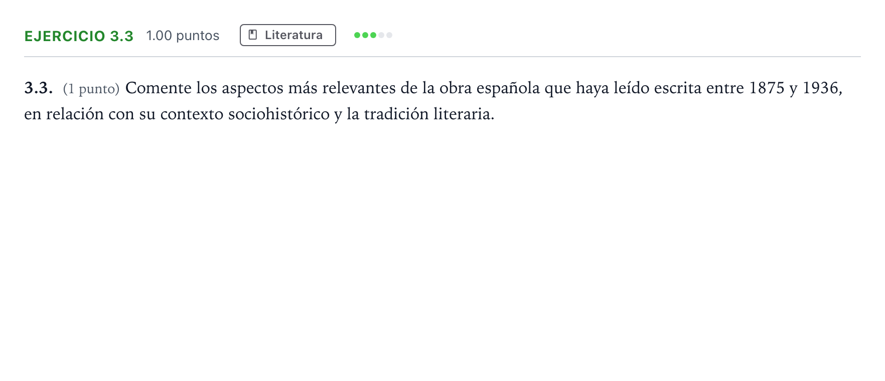 Enunciado: Ejercicio 3.3 · Lengua Castellana y Literatura II PAU Madrid Extraordinaria Coincidencias 2025