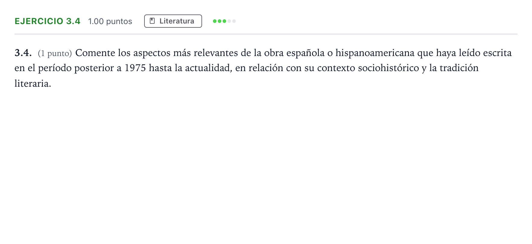 Enunciado: Ejercicio 3.4 · Lengua Castellana y Literatura II PAU Madrid Extraordinaria Coincidencias 2025