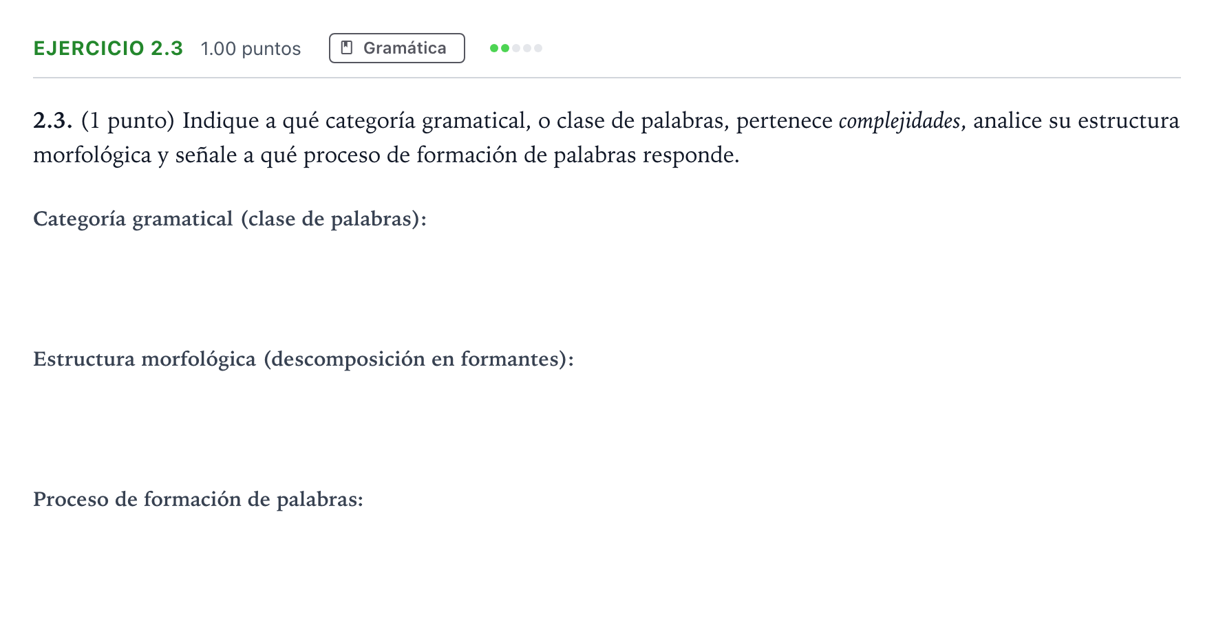 Enunciado: Ejercicio 2.3 · Lengua Castellana y Literatura II PAU Madrid Modelo 2025
