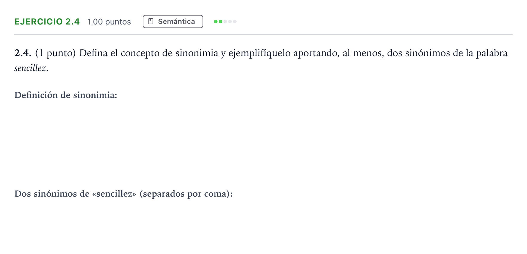 Enunciado: Ejercicio 2.4 · Lengua Castellana y Literatura II PAU Madrid Modelo 2025