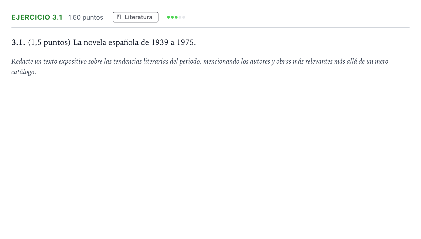 Enunciado: Ejercicio 3.1 · Lengua Castellana y Literatura II PAU Madrid Modelo 2025